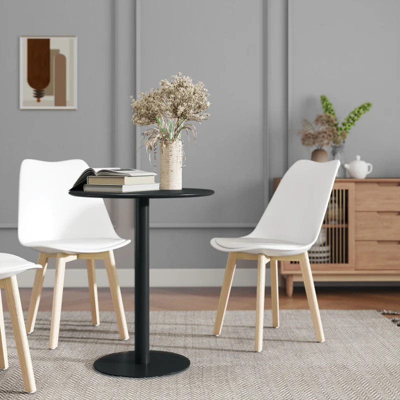 Dining Table, Round Modern 2-Person Ø60 x 72 cm Steel, Black - Image 7