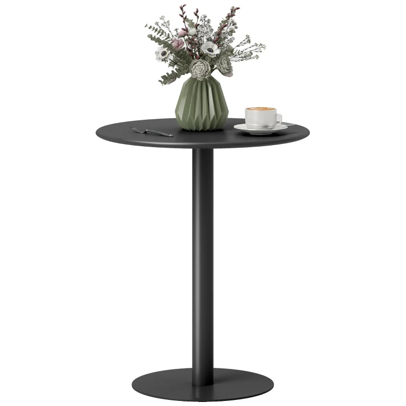 Dining Table, Round Modern 2-Person Ø60 x 72 cm Steel, Black - Image 8
