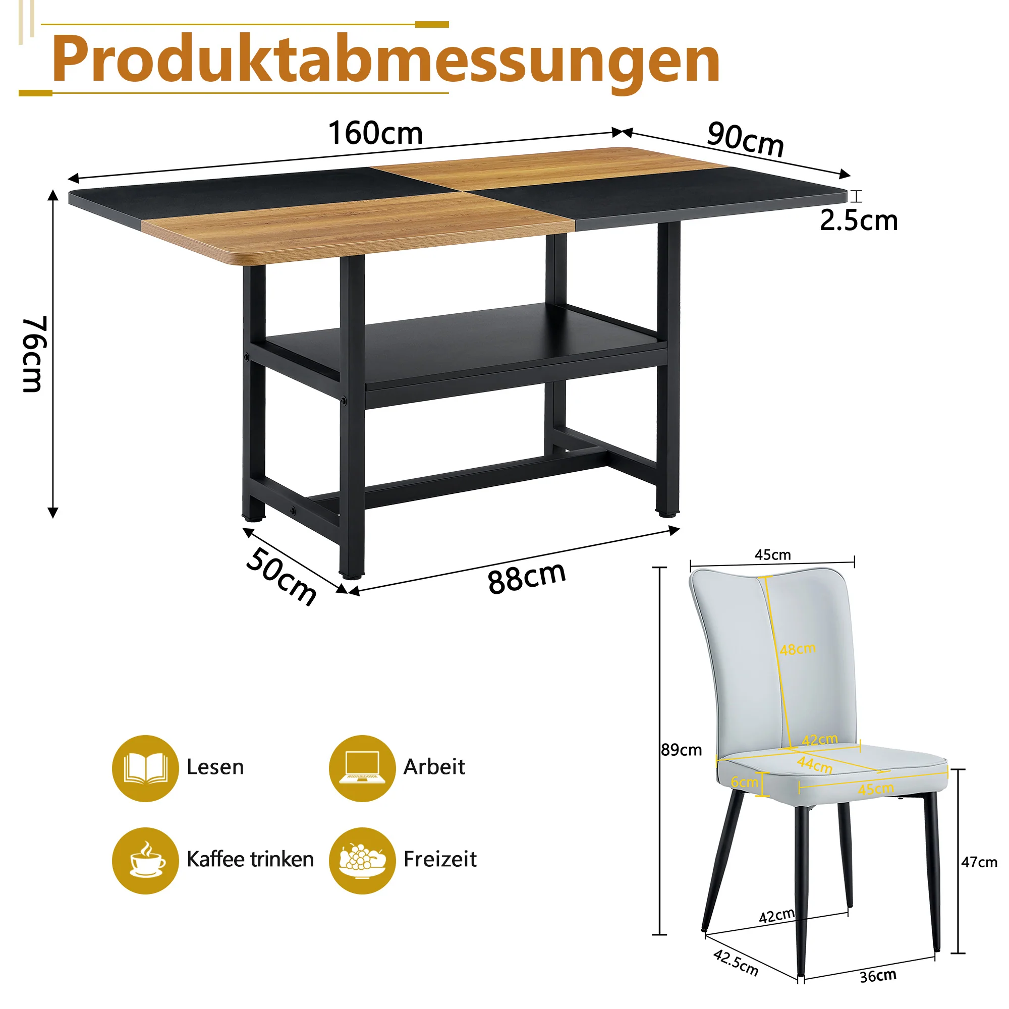 Dining Table Set 160cm Rectangular Storage 4 Chairs - Light Grey PU Leather - Image 4