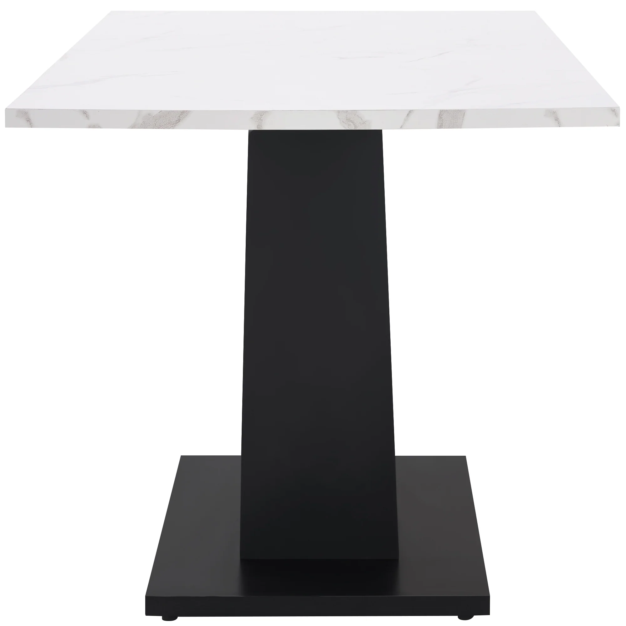 Dining Table Set 5-Piece Modern U-Shaped White Marble Grey Velvet - Image 10