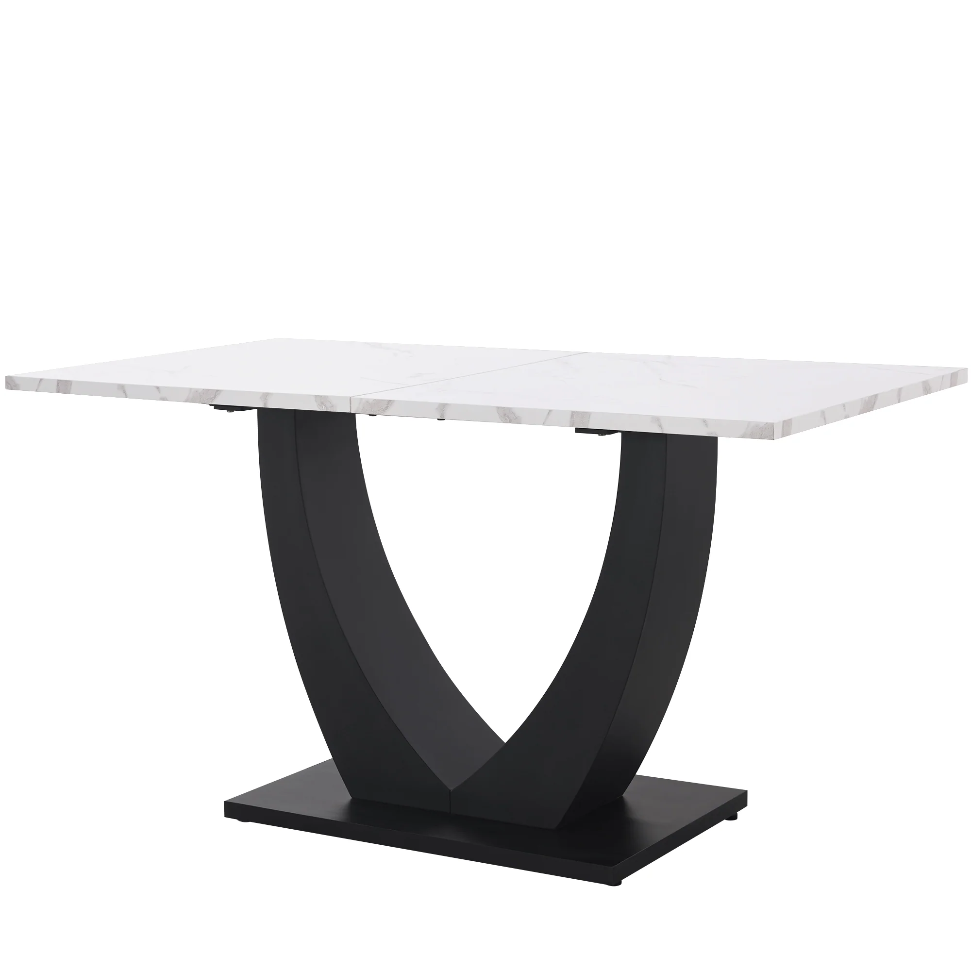 Dining Table Set 5-Piece Modern U-Shaped White Marble Grey Velvet - Image 7
