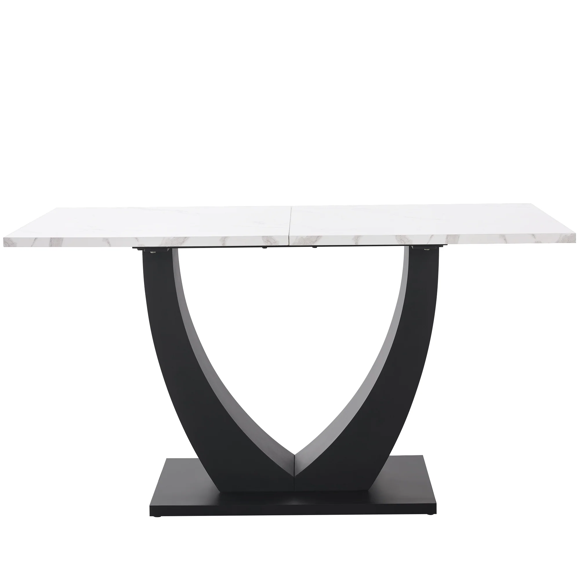 Dining Table Set 5-Piece Modern U-Shaped White Marble Grey Velvet - Image 9