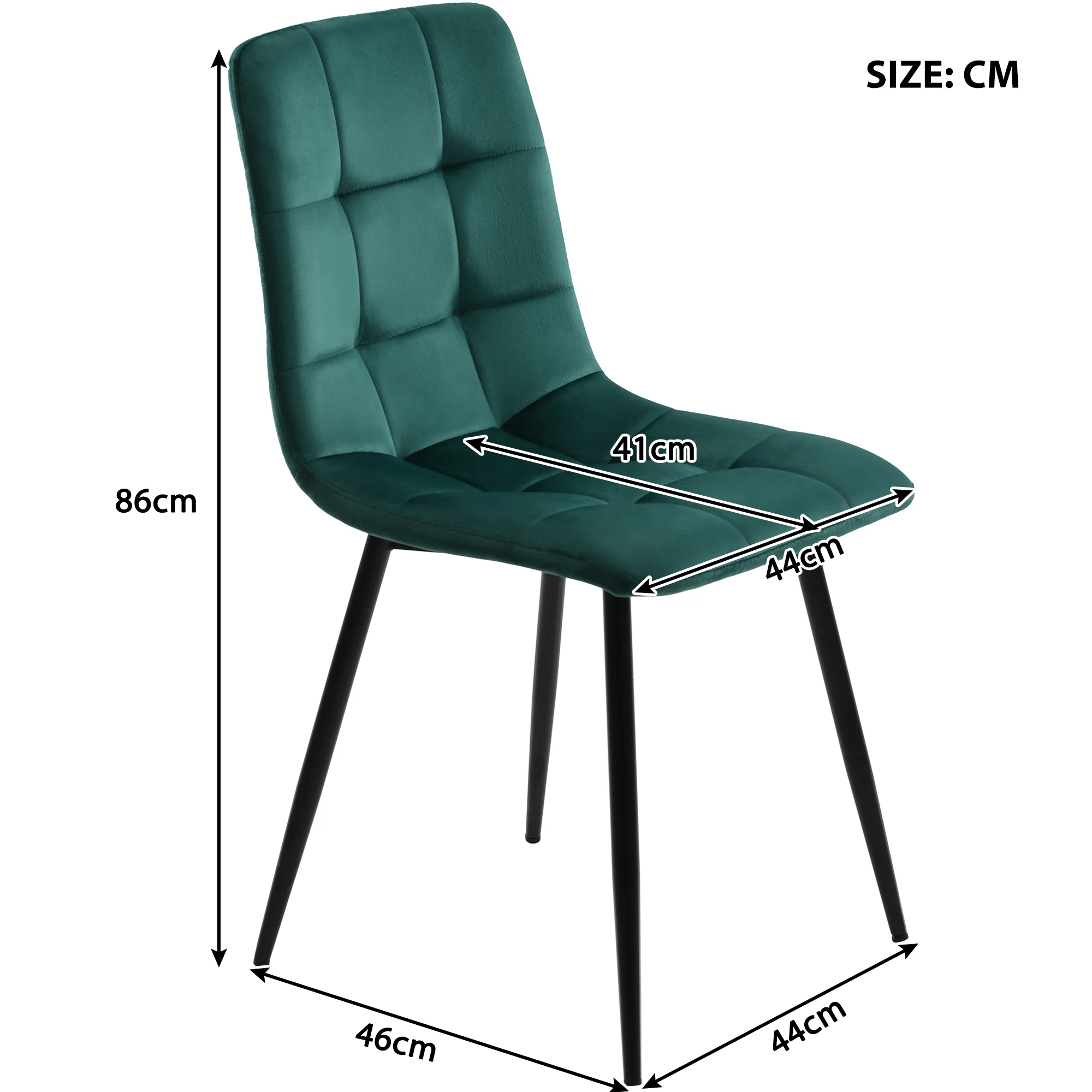 Dining Table Set 5-Piece Round 100cm Black Metal White MDF Green Velvet - Image 4