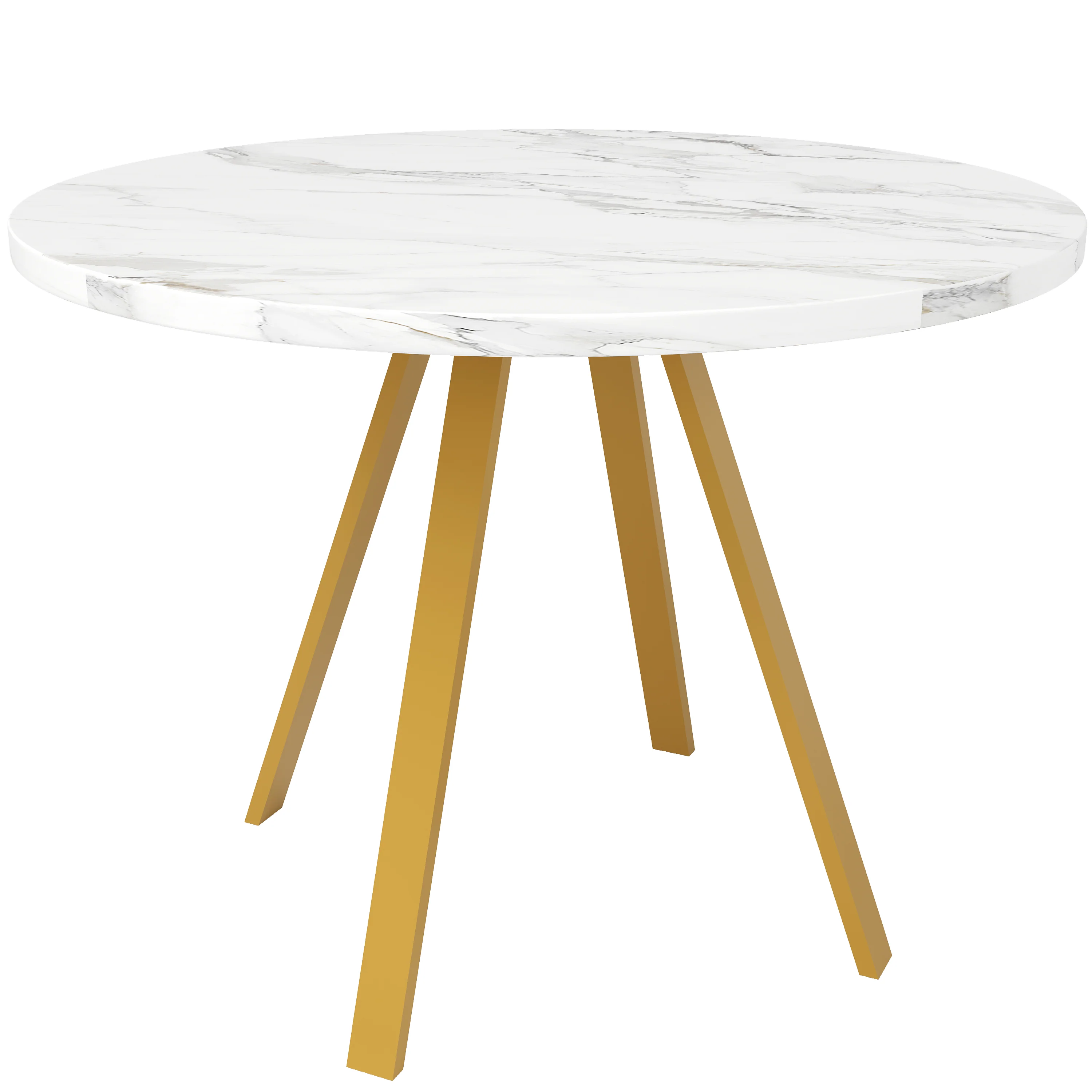 Dining Table Set 5-Piece Round 80x80x75 cm 4 Velvet Chairs, White Marble/Grey - Image 9
