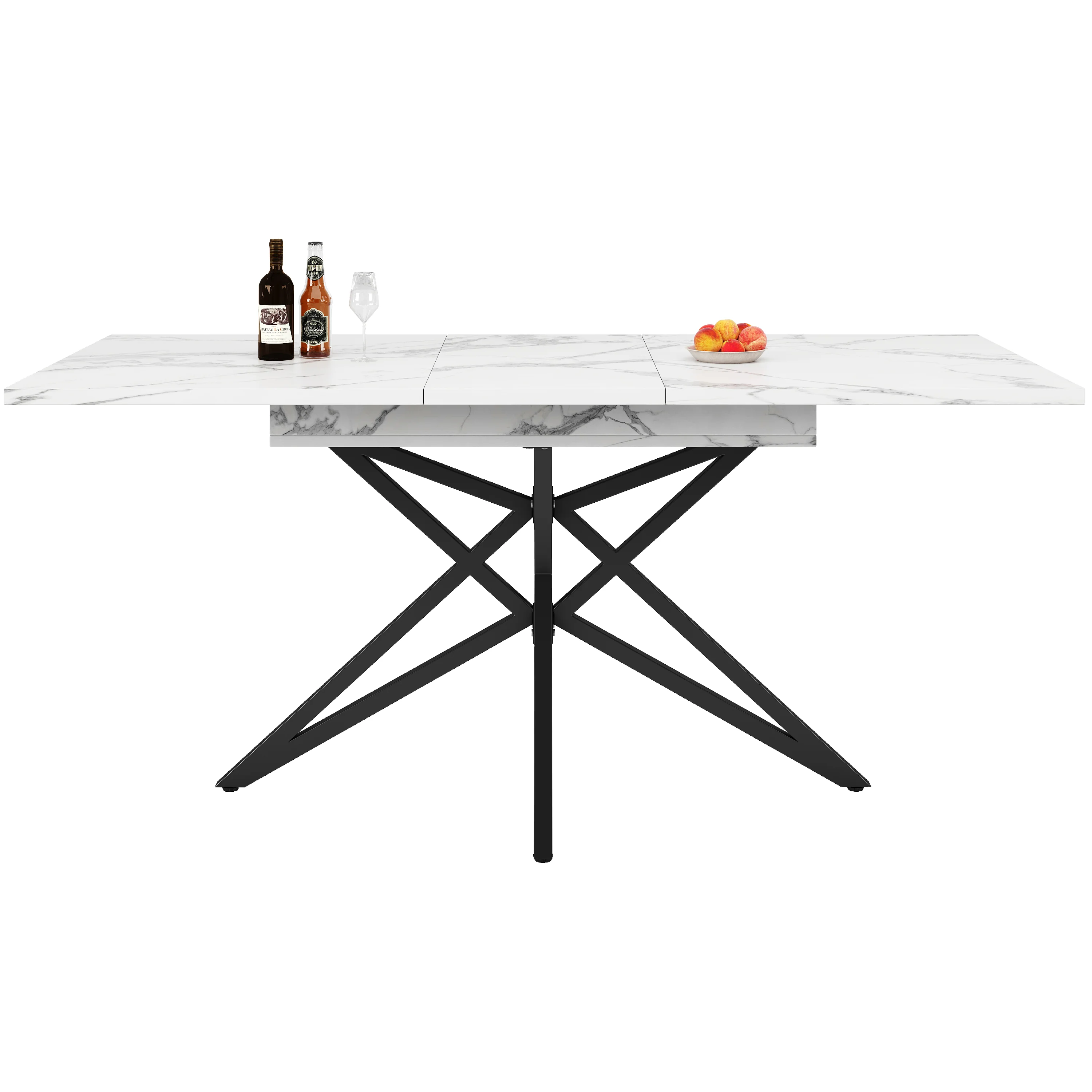 Dining Table Set Extendable 120/160cm 4 Chairs Diagonal Velvet - Dark Grey - Image 10