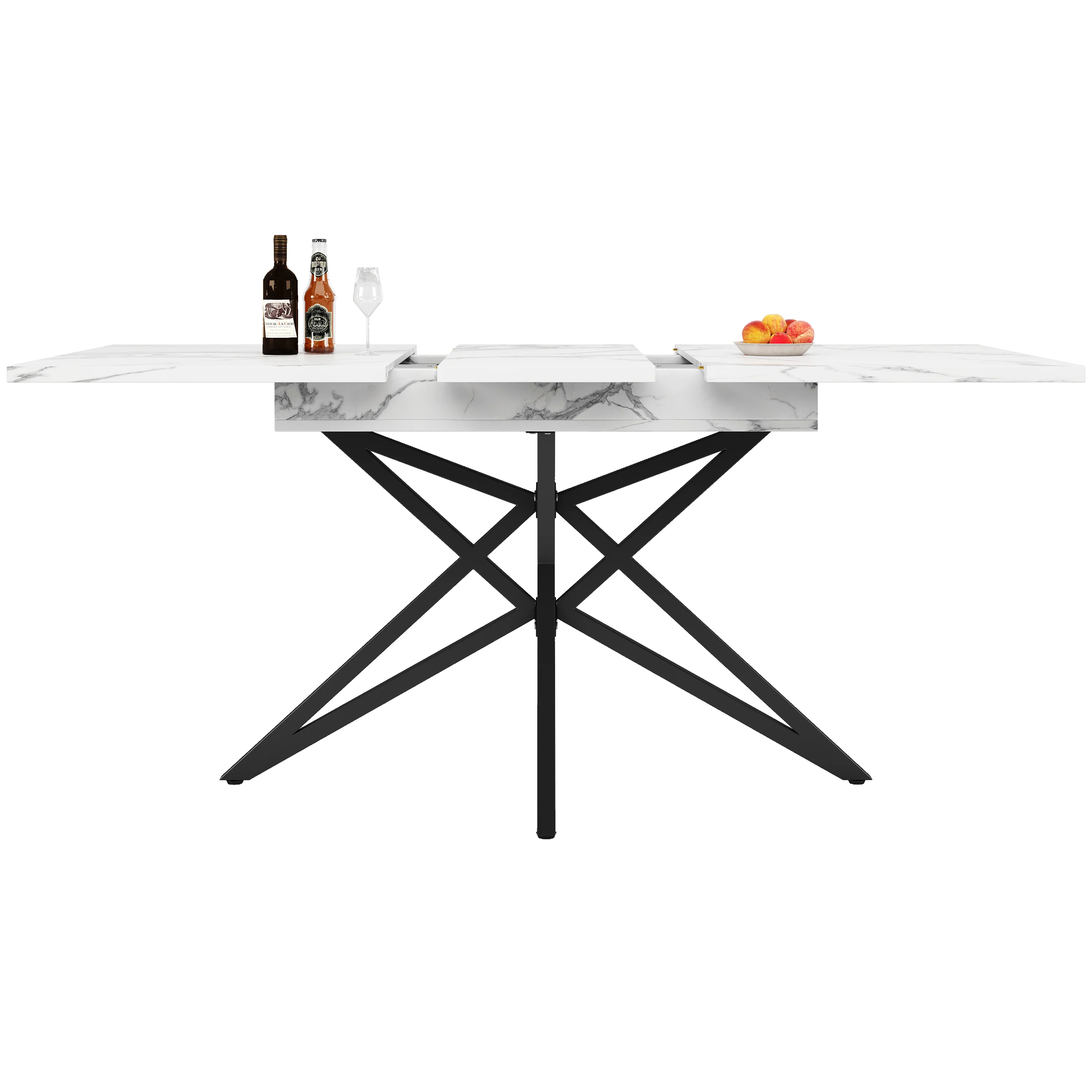 Dining Table Set Extendable 120/160cm 4 Chairs Diagonal Velvet - Dark Grey - Image 9