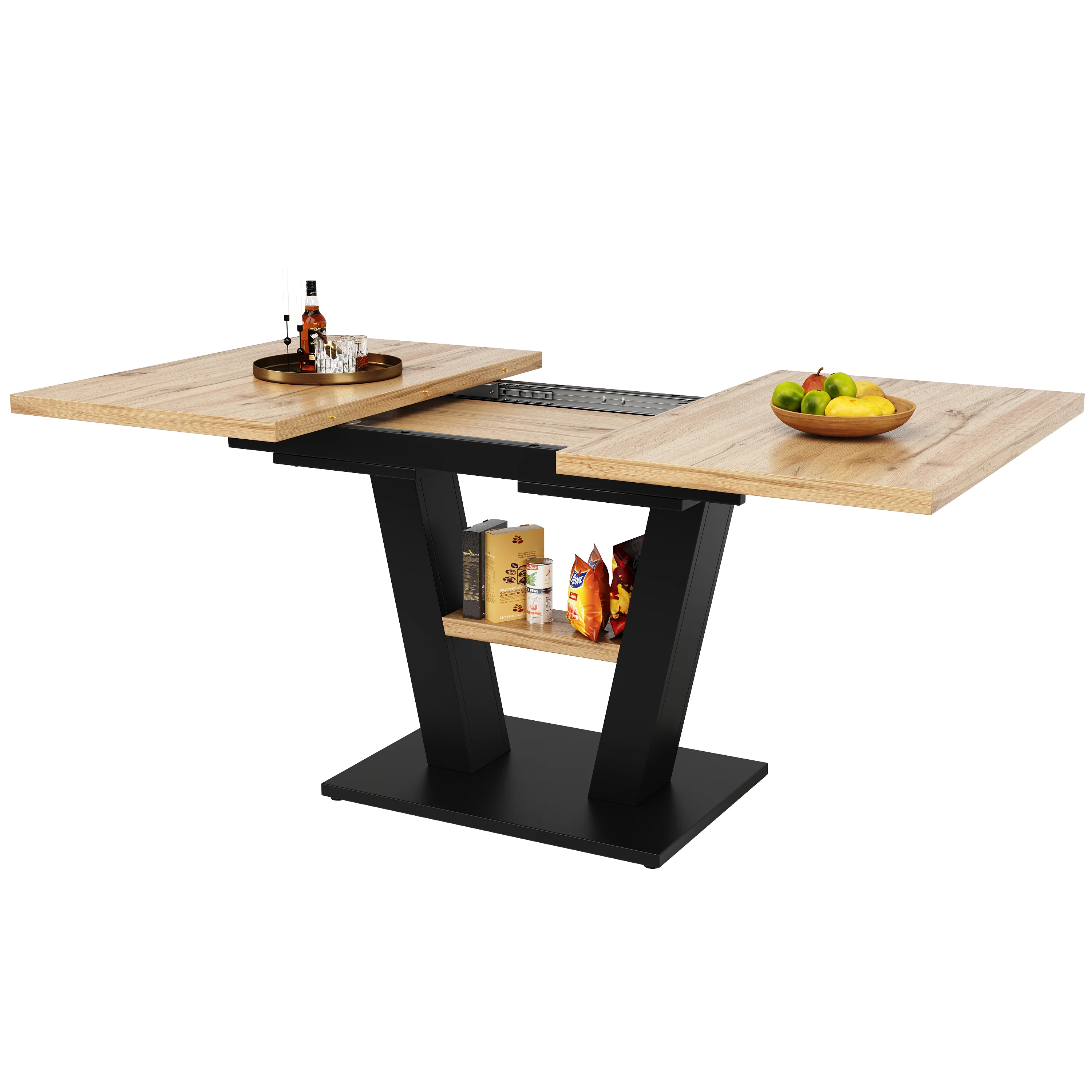 Dining Table Set Extendable V-Legs 5-Piece - Velvet - Image 10