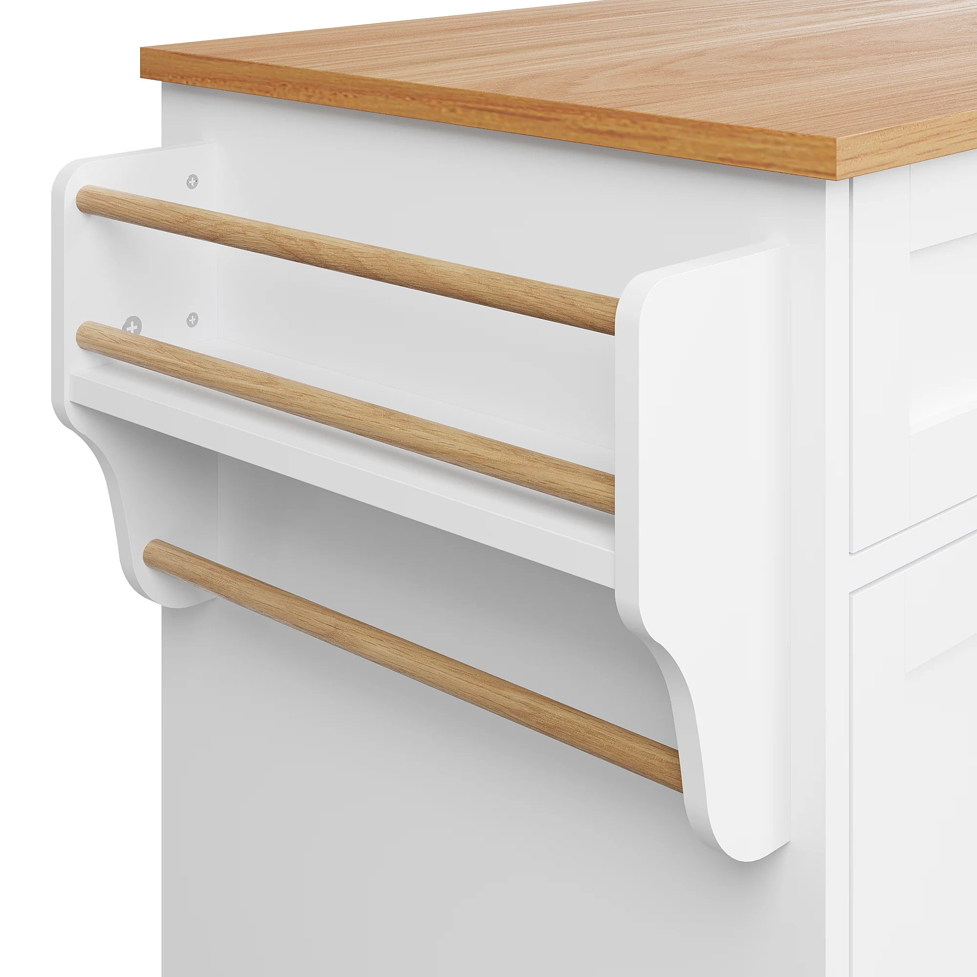 Dining Trolley, 134x46x92cm Drawer & Cabinet Storage, Mobile/Stationary Dual-Use, White - Image 10