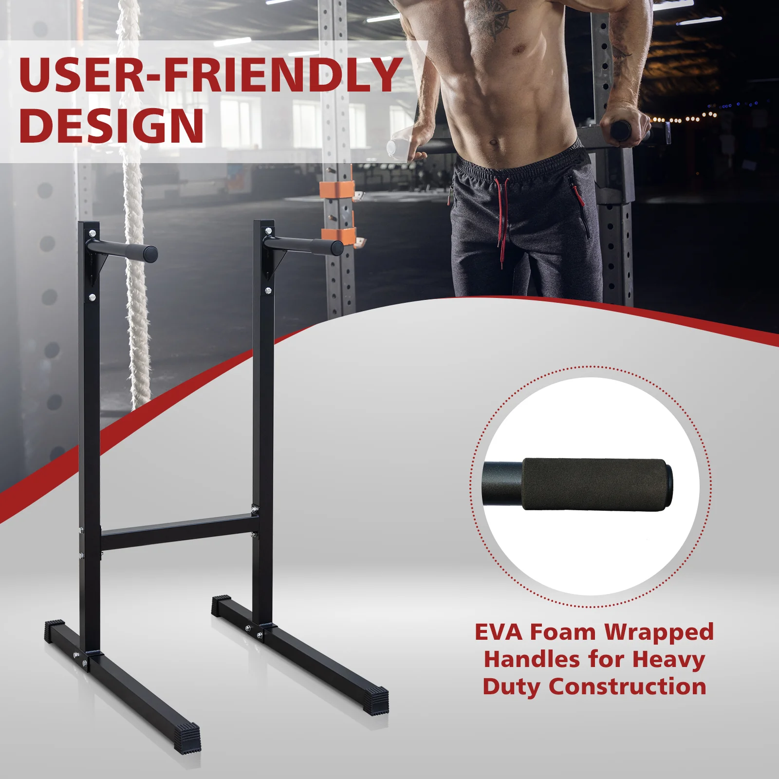 Dip Bar Station Heavy Duty Multi-function Push Up Bar for Home Gym - Image 3