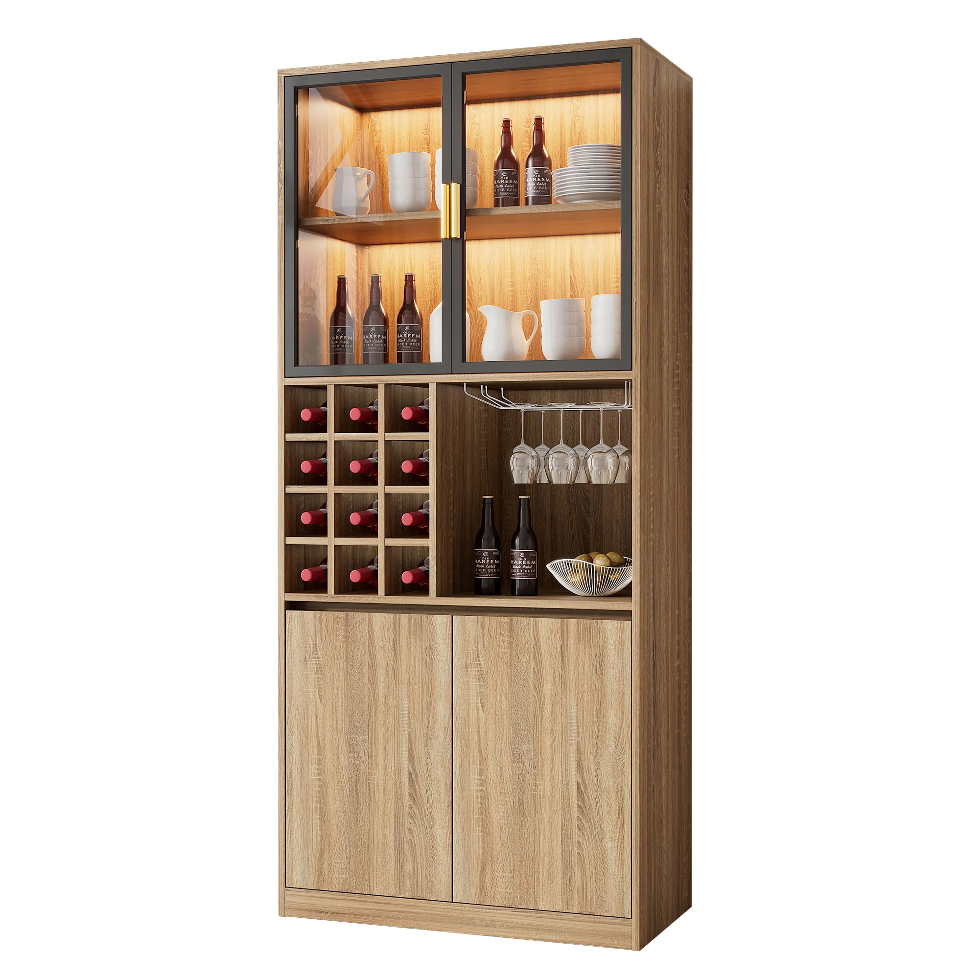 Display Cabinet with Glass Doors, Lighting - 180 cm - Image 4