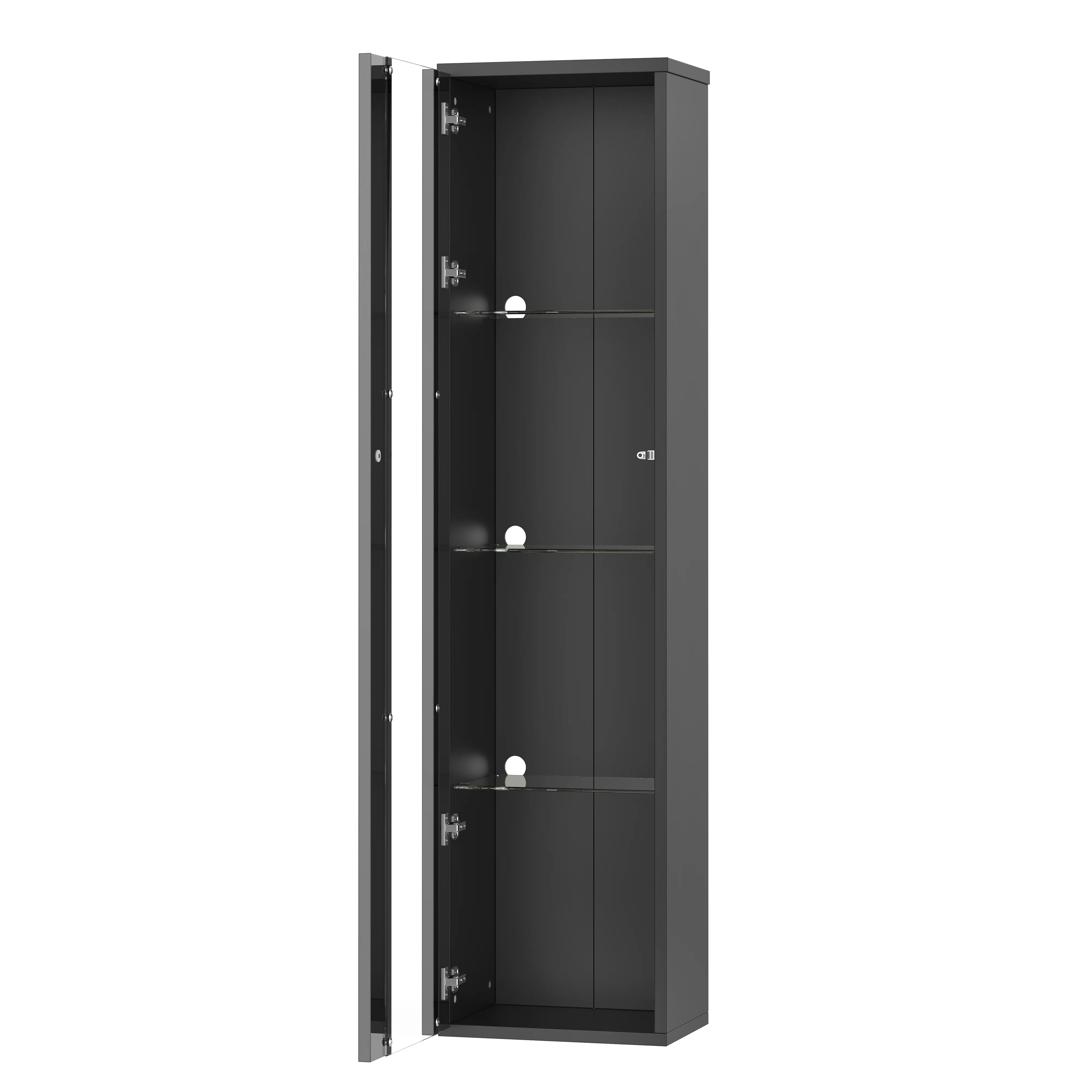 Display Case 40x29x170cm LED Light App Control Glass Partition - Black - Image 10