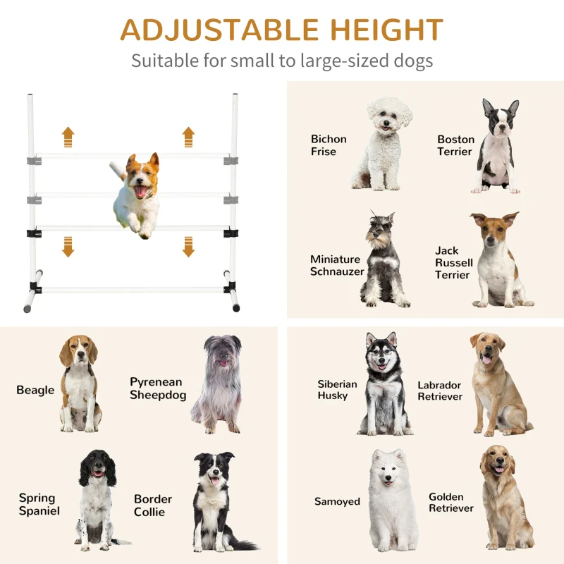 Dog Agility Training Equipment 4 Pieces, Adjustable Height Jumps Hurdle with Carrying Bag, White - Image 4