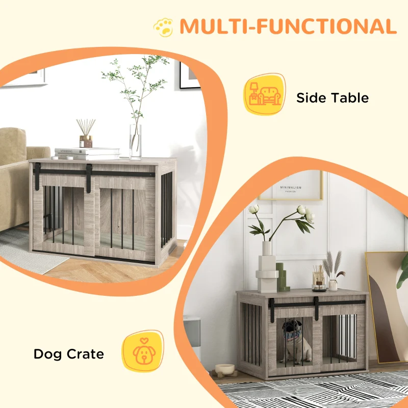 Dog Crate Furniture, Removable Cushion Medium Dogs, Brown - Image 5