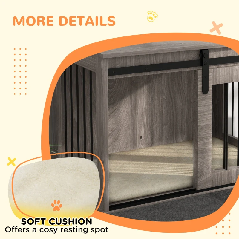 Dog Crate Furniture, Removable Cushion Medium Dogs, Brown - Image 7