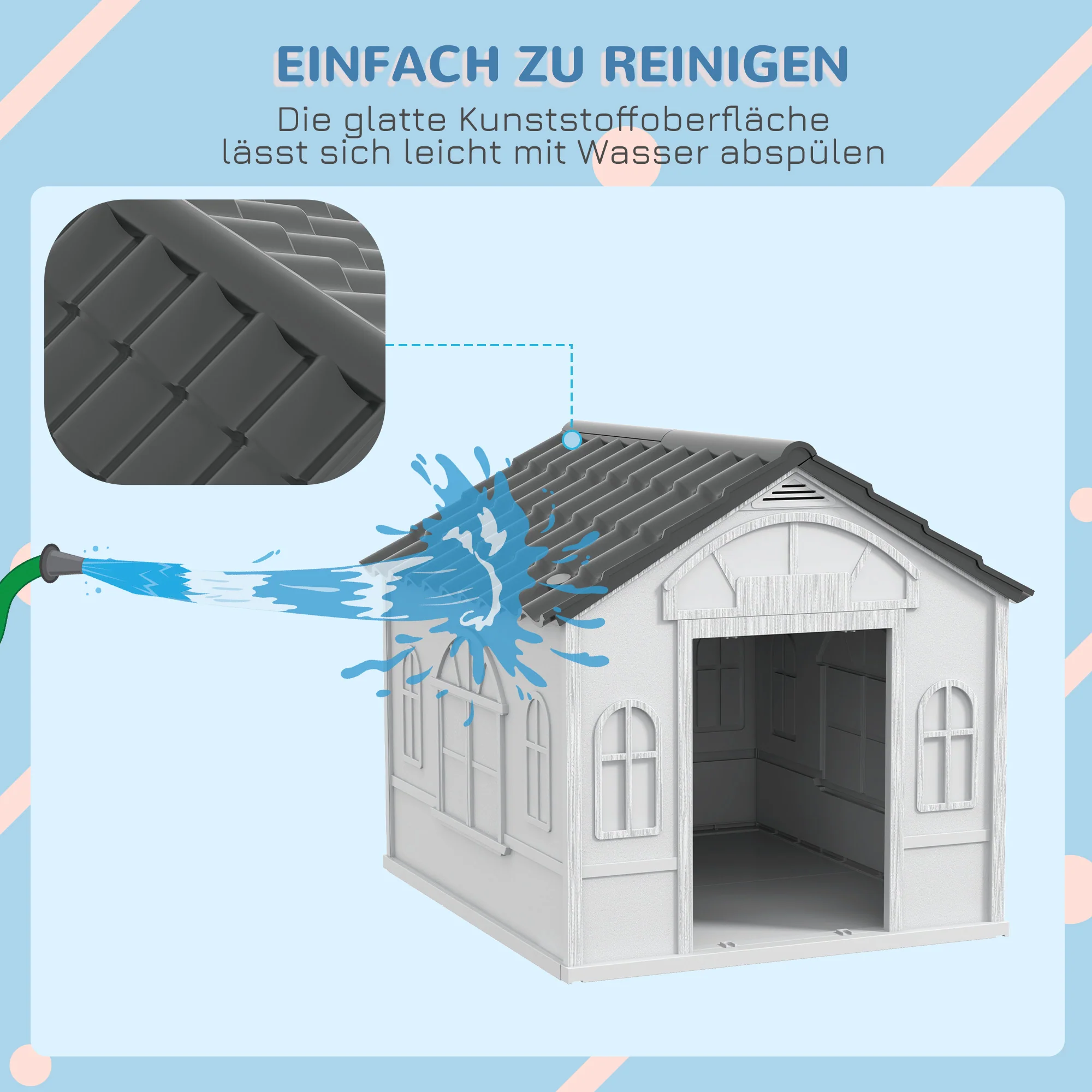 Dog House, Gable Roof, Weatherproof, Grey - Image 5