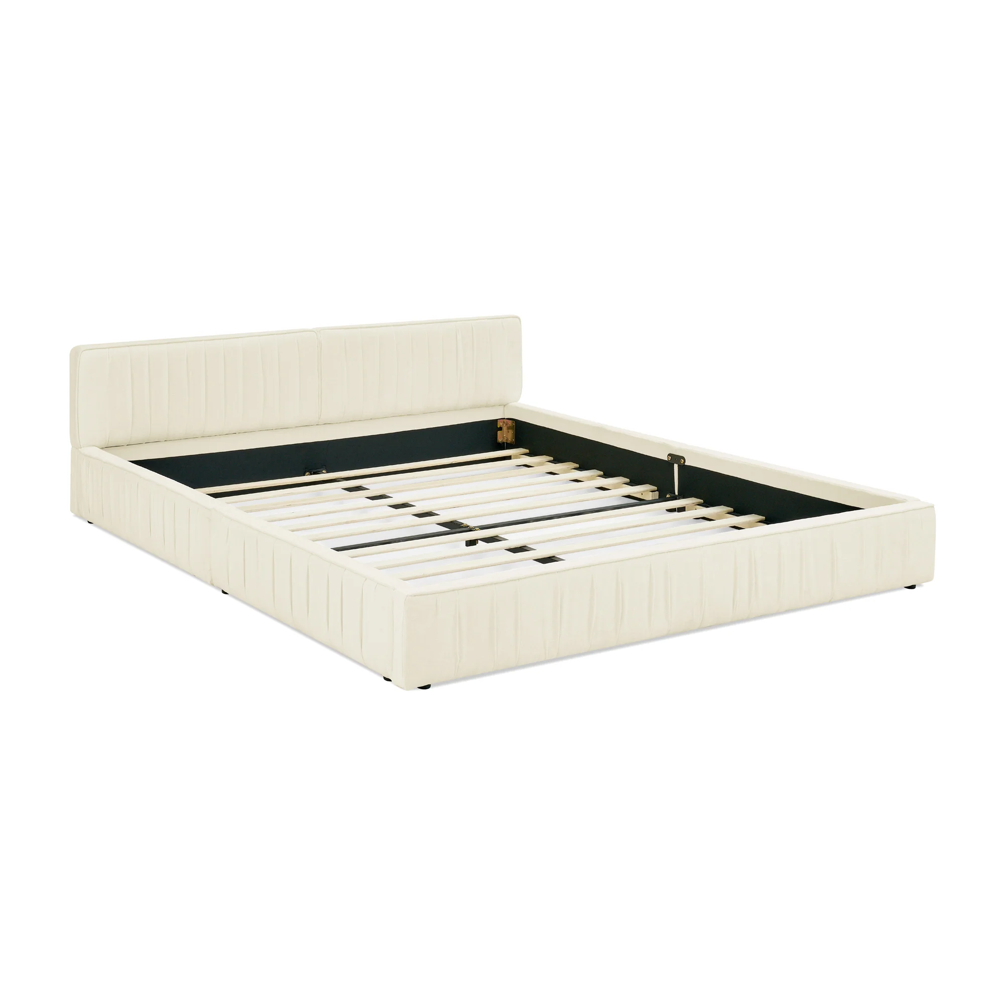 Double Bed 140x200cm Chenille Cover Eucalyptus Frame - Beige - Image 10