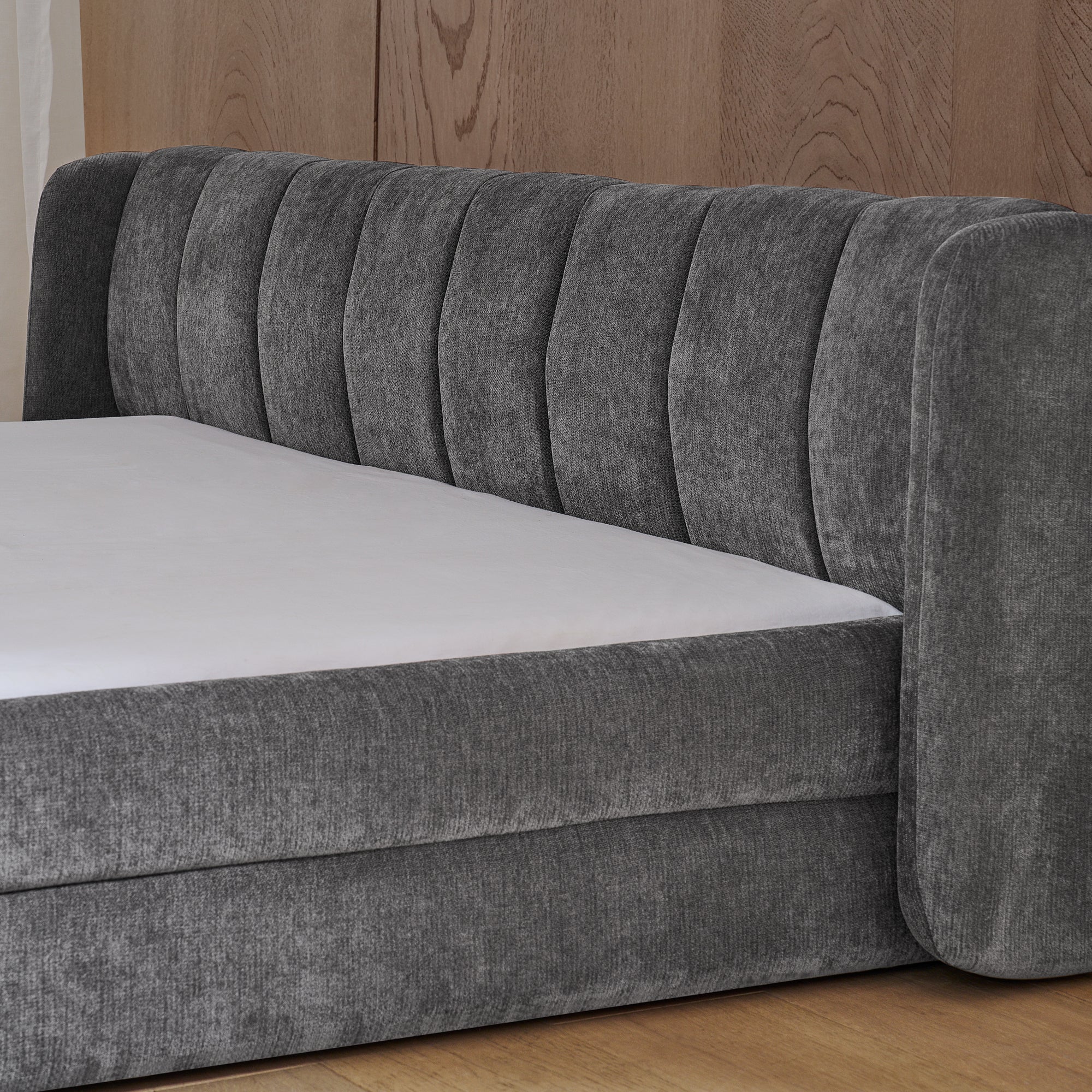 Double Bed 140x200cm Comfortable Backrest Chenille - Dark Grey - Image 10