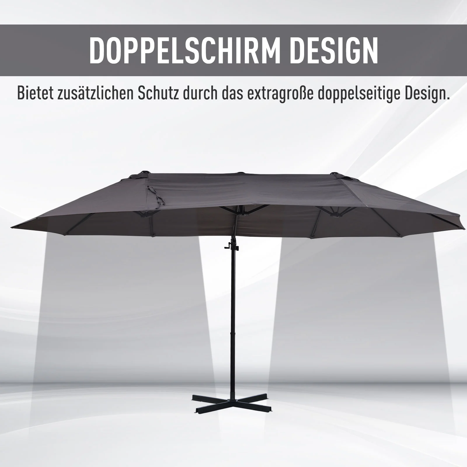Double Parasol Cantilever Adjustable Garden Sun Protection, Metal Dark Grey - Image 5
