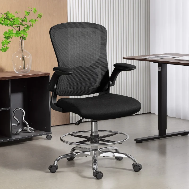 Drawing Chair with Lumbar Support, Height Adjustable, Swivel - Black - Image 2