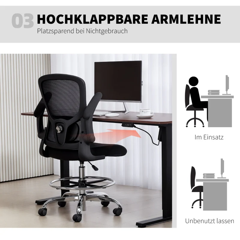 Drawing Chair with Lumbar Support, Height Adjustable, Swivel - Black - Image 5