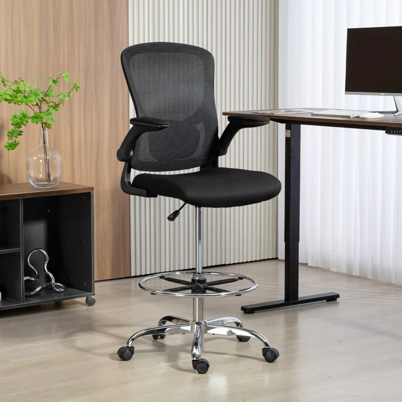 Drawing Chair with Lumbar Support, Height Adjustable, Swivel - Black - Image 8