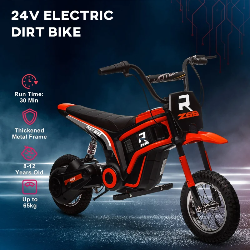 Electric Motorbike, 24V, Twist Grip Throttle, 16km/h Max Speed - Red - Image 6