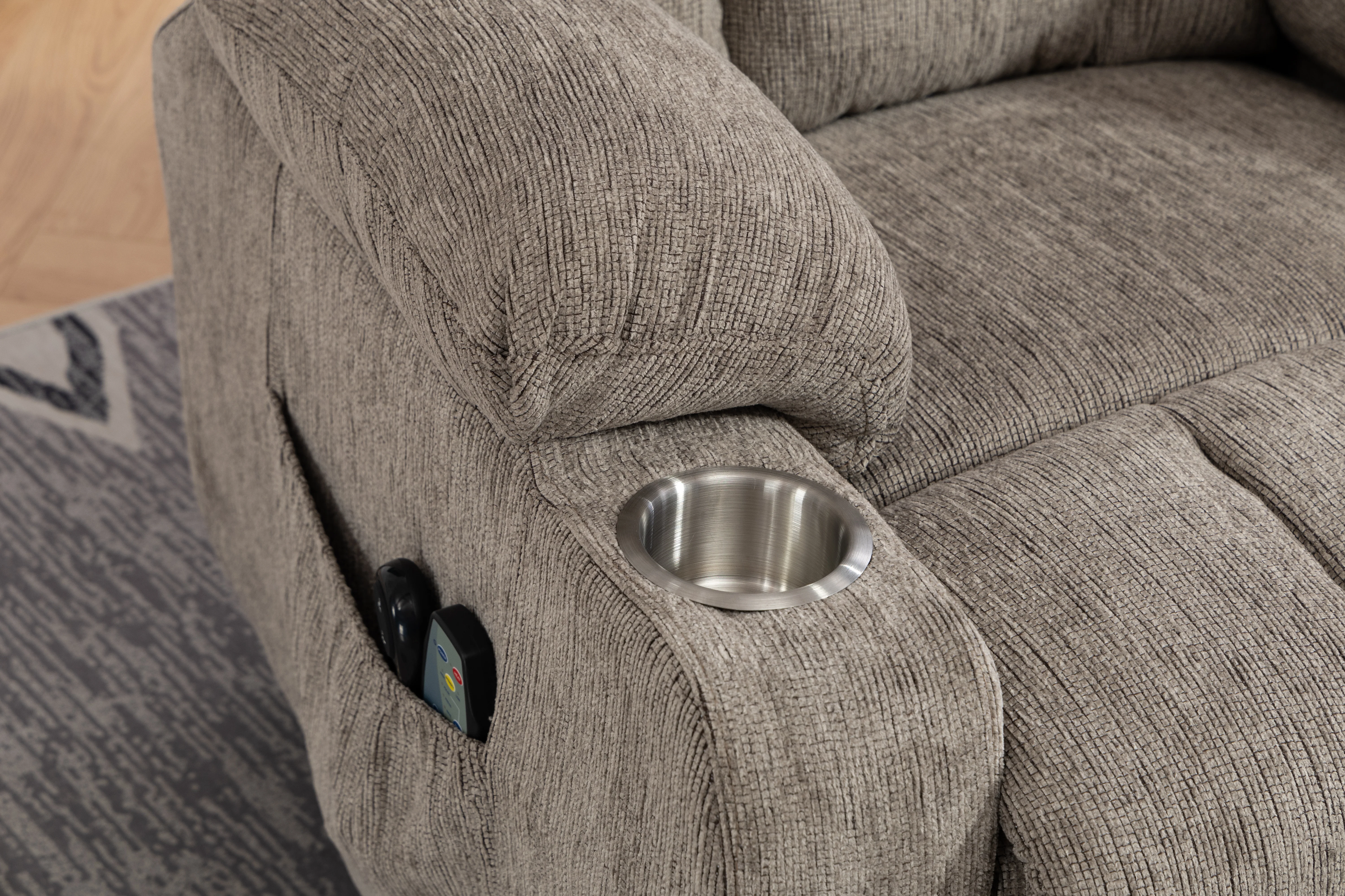 Electric Recliner Armchair with Lift Assistance, Massage, Heat, Footrest & Cupholder - Light Brown - Image 7