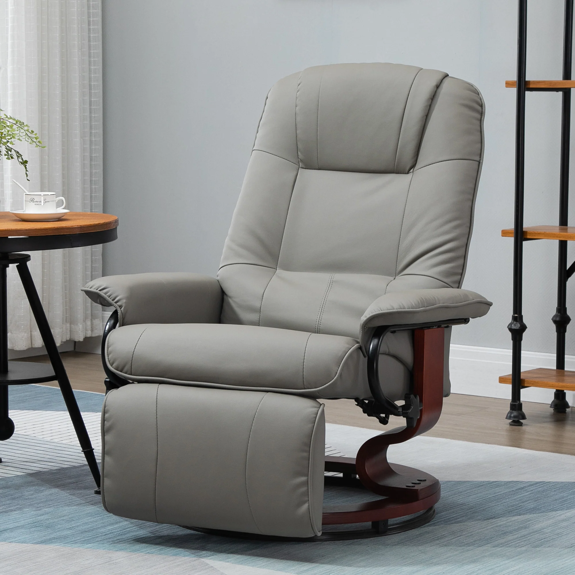Electric TV Recliner, 145° Reclining Footrest with Side Buttons, Faux Leather Grey - Image 2