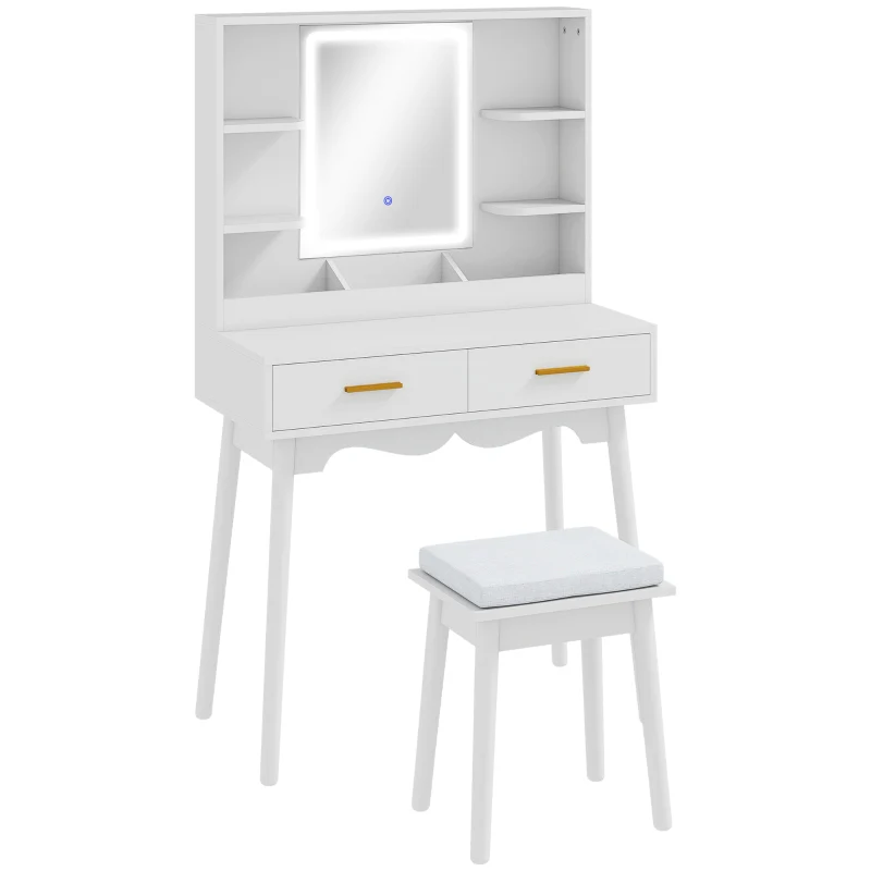Elegant Dressing Table LED Mirror White - Image 2