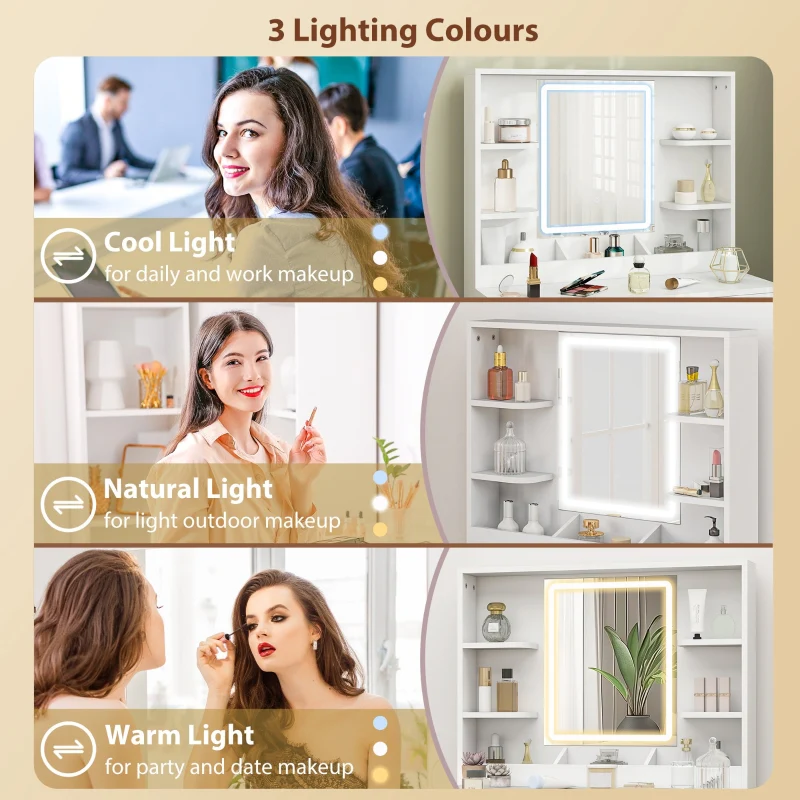 Elegant Dressing Table LED Mirror White - Image 4