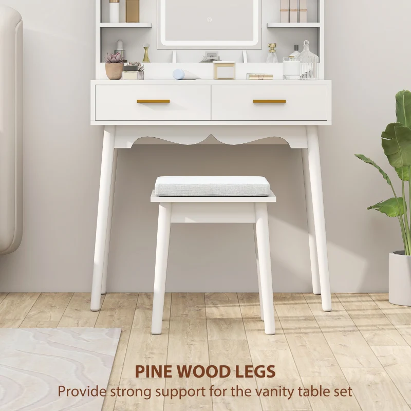 Elegant Dressing Table LED Mirror White - Image 7