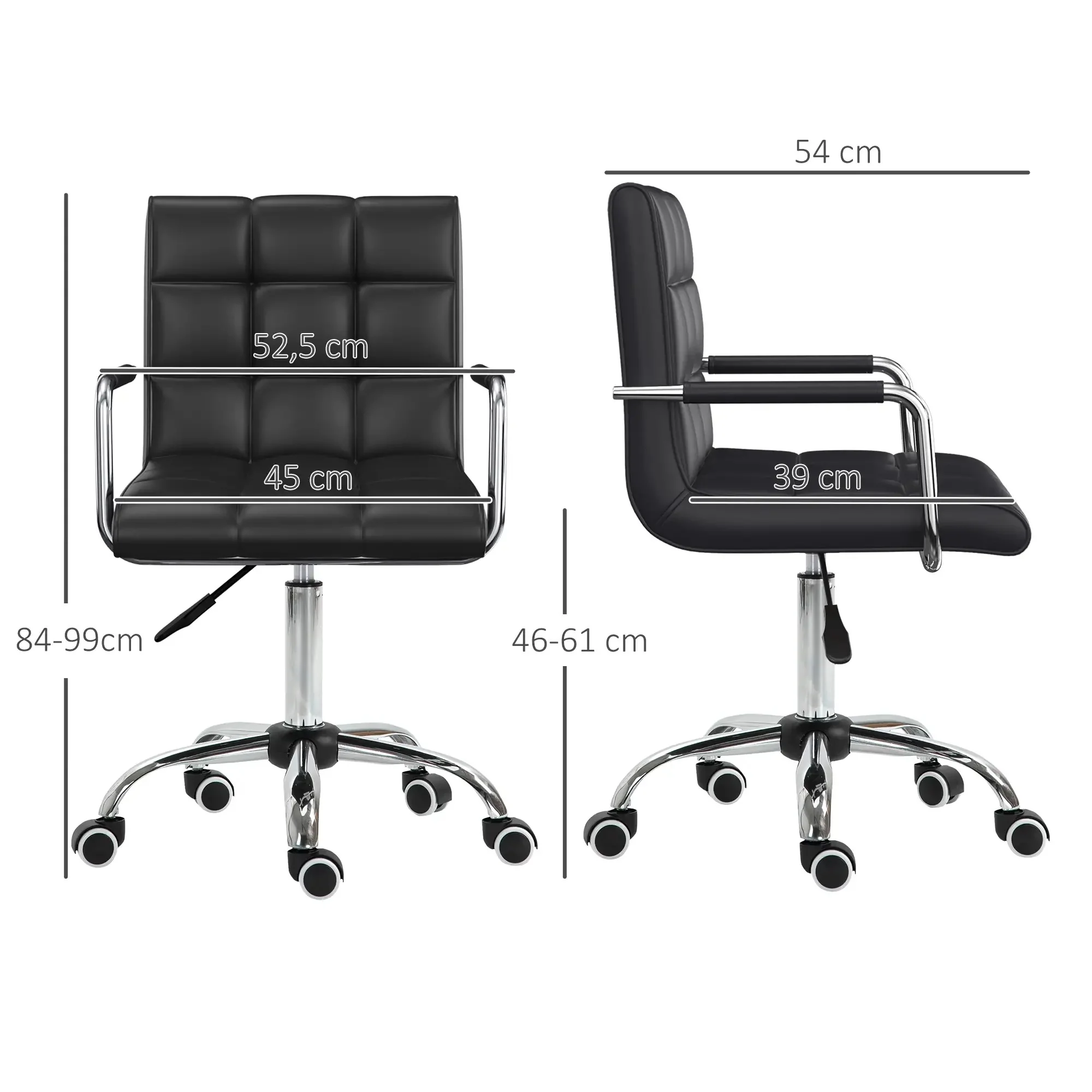 Ergonomic Desk Chair, Height Adjustable with Armrests, Office & Home, Black - Image 3