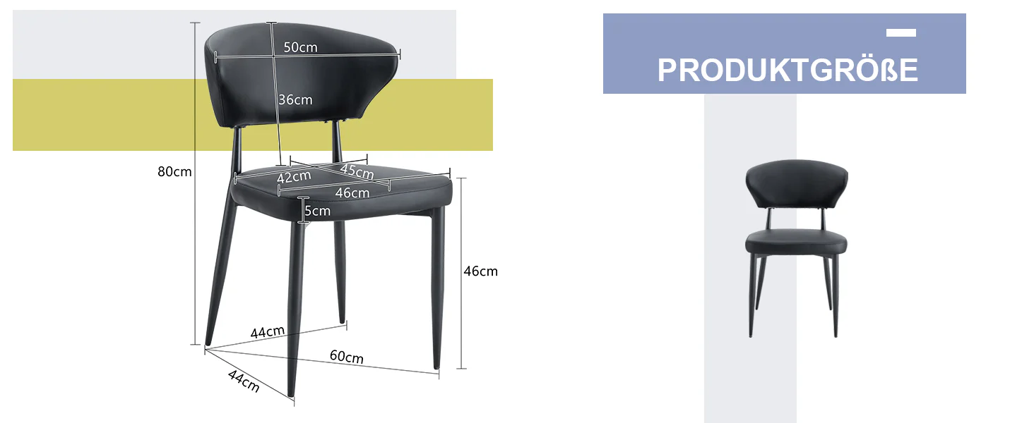 Ergonomic Dining Chair Set of 2 Minimalist Curved Back Black - Image 10