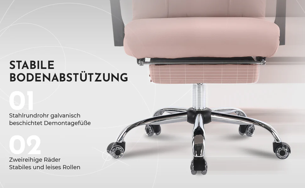 Ergonomic Executive Office Chair Swivel Height Adjustable Double Lumbar Support - PU Leather Pink - Image 10