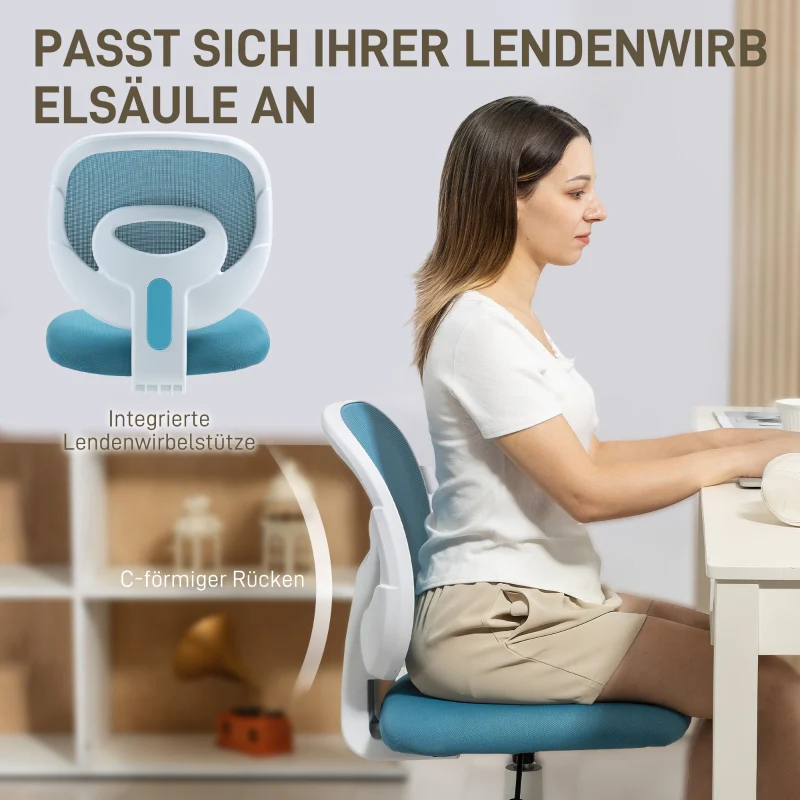 Ergonomic Office Chair C-Back Support Height Adjustable - Blue - Image 3