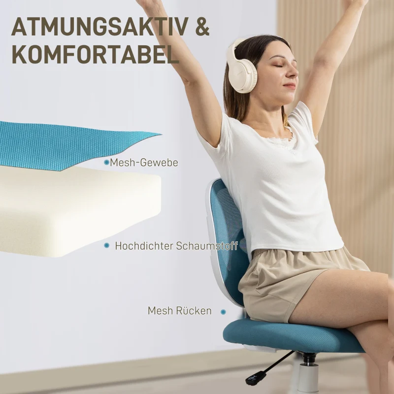 Ergonomic Office Chair C-Back Support Height Adjustable - Blue - Image 4