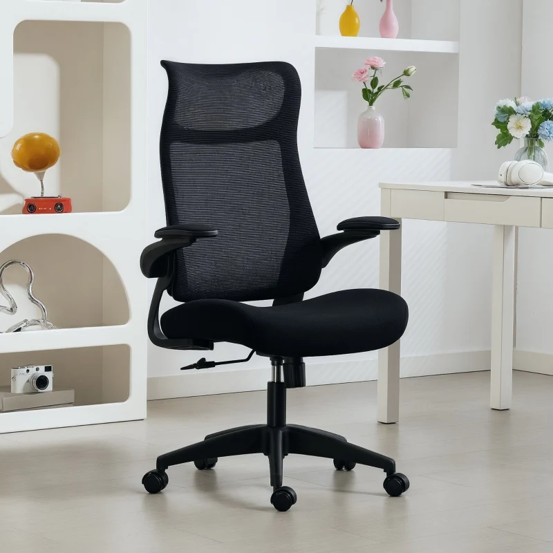 Ergonomic Office Chair with Mesh Back, 3D Armrests, Headrest & Tilt - Black - Image 2