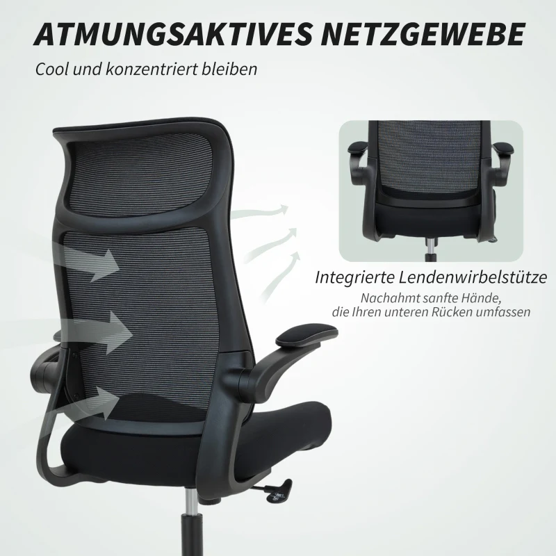 Ergonomic Office Chair with Mesh Back, 3D Armrests, Headrest & Tilt - Black - Image 5