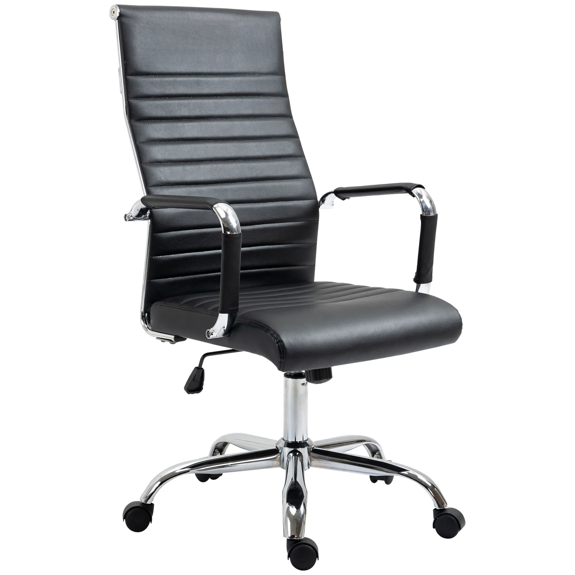 Executive Office Chair Ergonomic Rocking Height Adjustable Faux Leather/Foam, Black