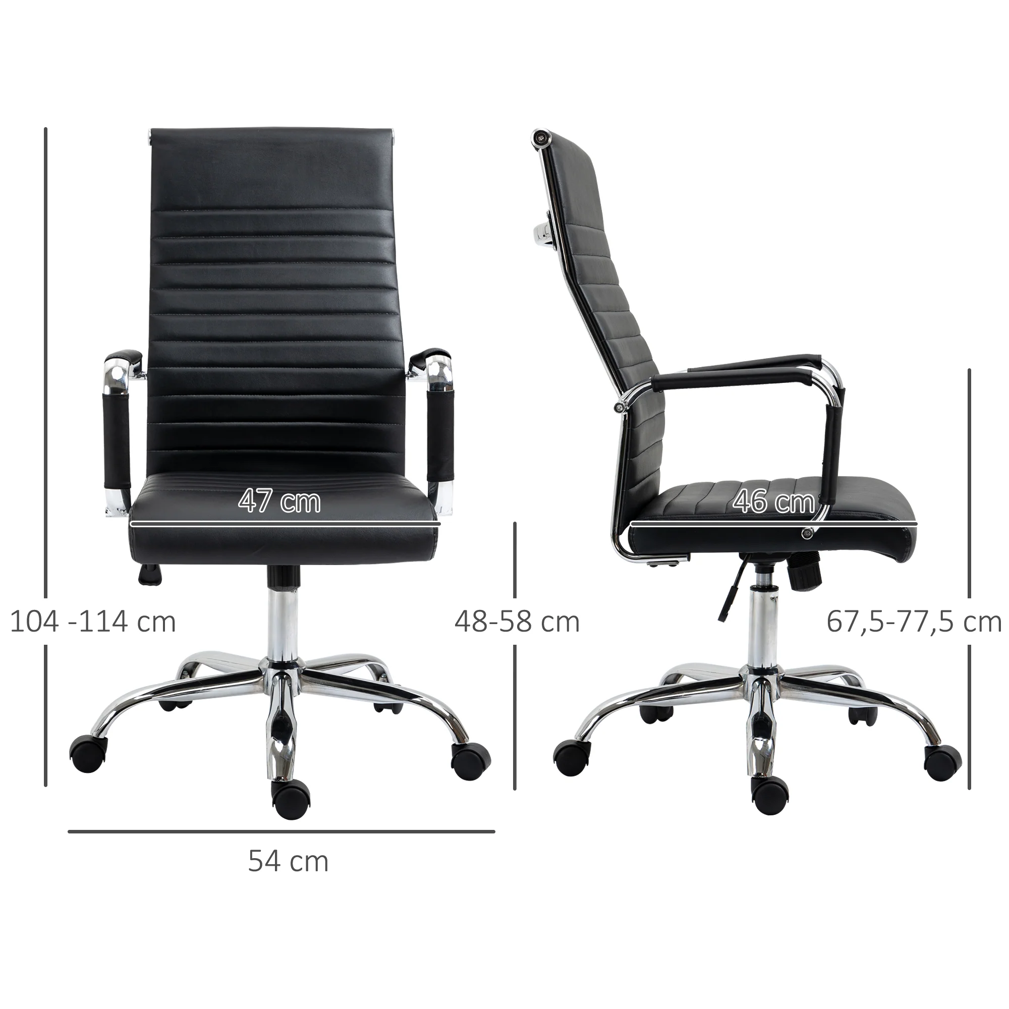 Executive Office Chair Ergonomic Rocking Height Adjustable Faux Leather/Foam, Black - Image 4