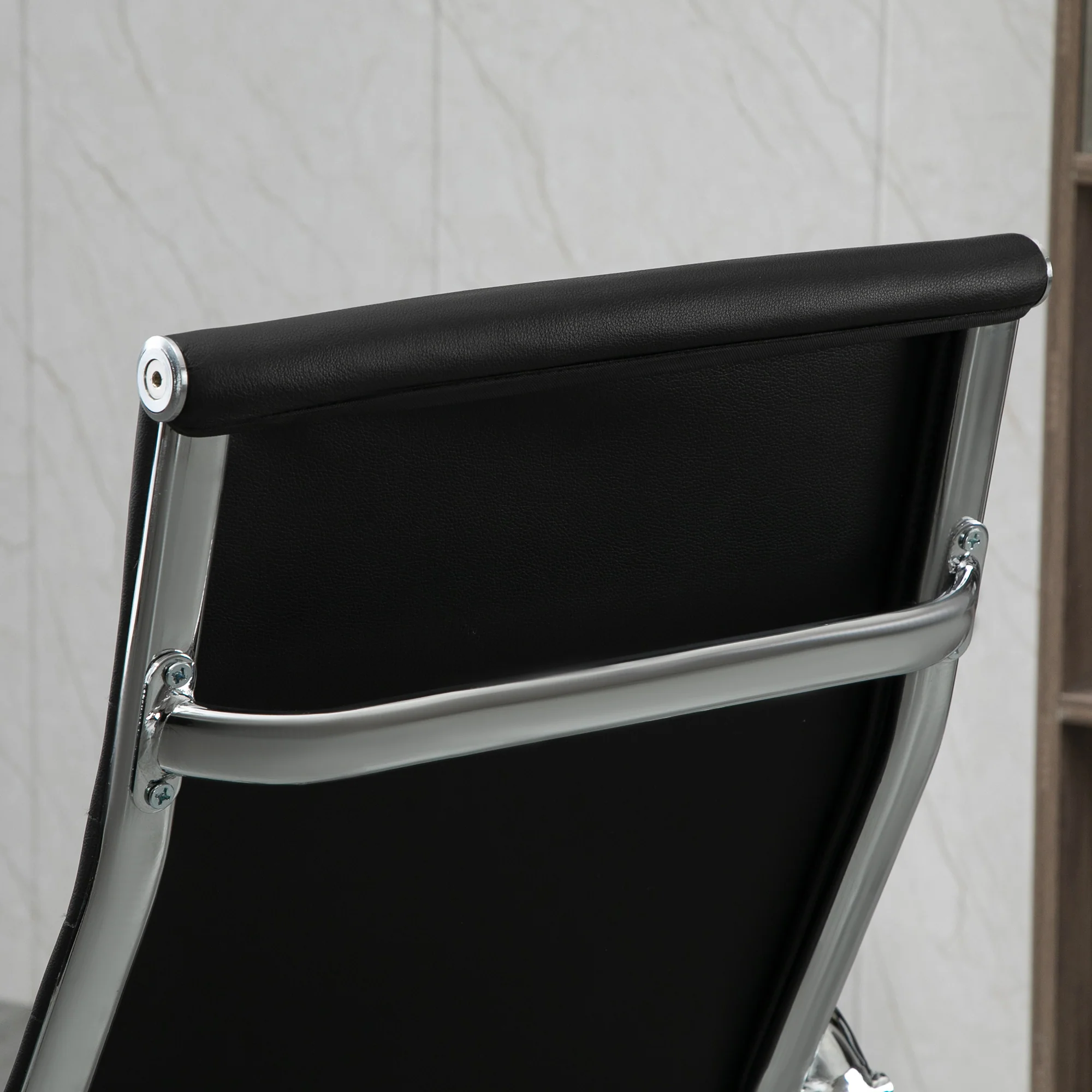 Executive Office Chair Ergonomic Rocking Height Adjustable Faux Leather/Foam, Black - Image 7