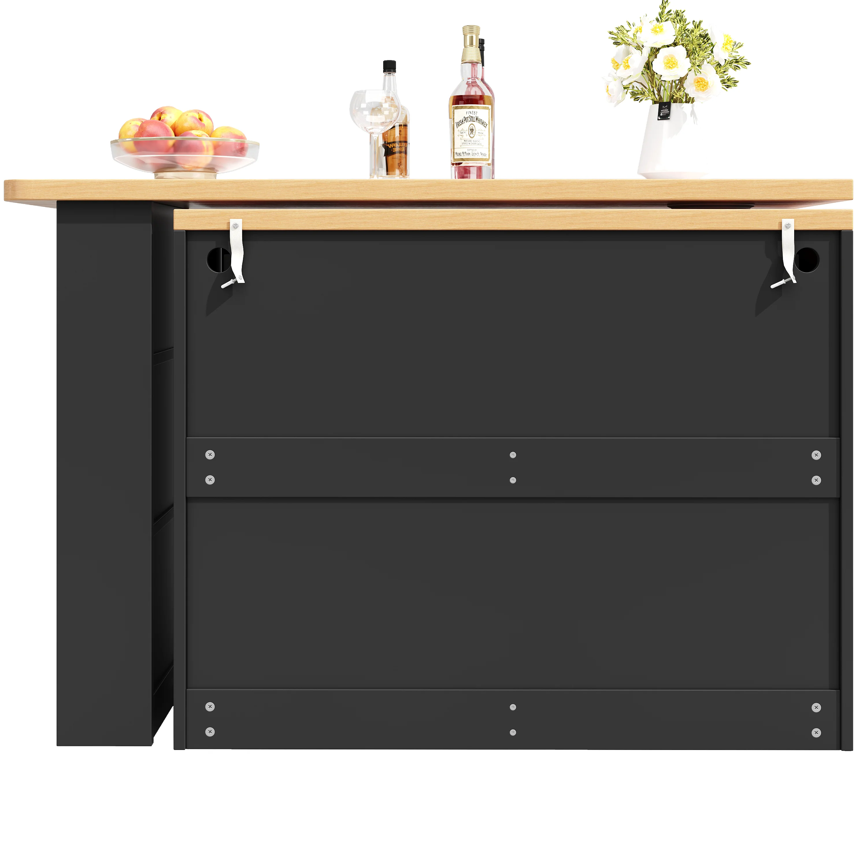 Extendable Bar Table 360° Rotating Storage LED 135-203cm - Black - Image 9