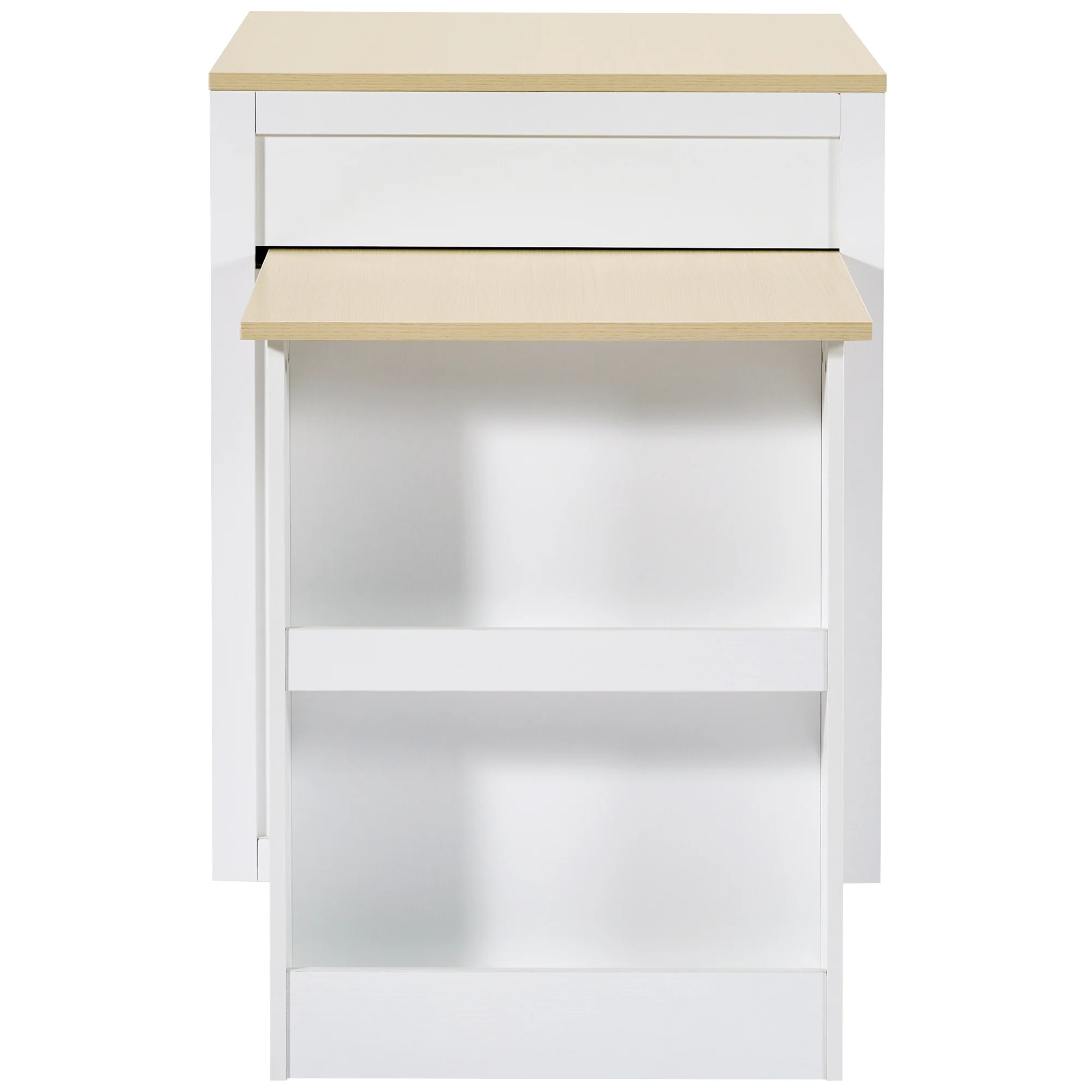 Extendable Bar Table Kitchen Island Dining Cart with Storage Drawers and Shelves White - Image 10