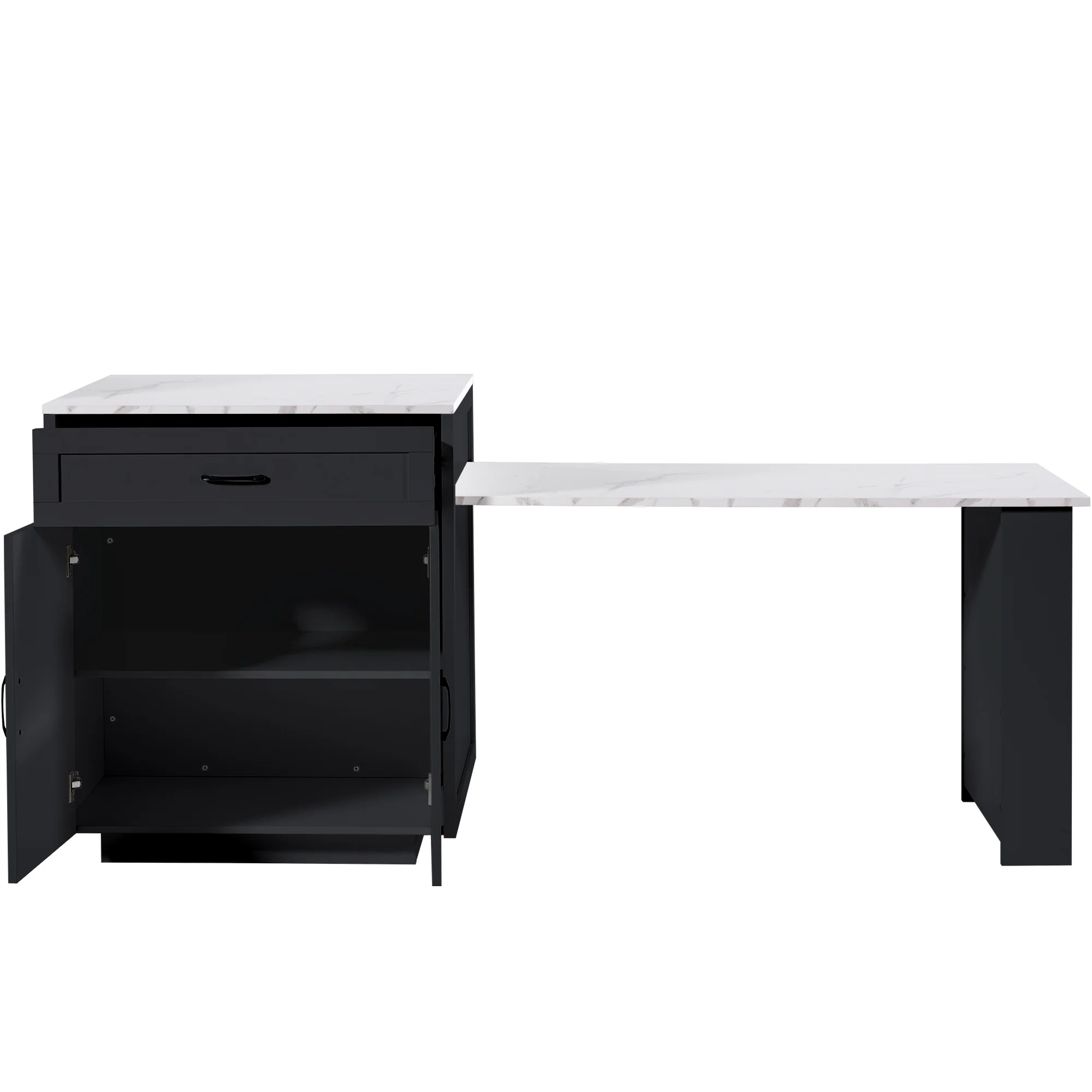 Extendable Bar Table Kitchen Island with Storage & Drawers - Black - Image 6