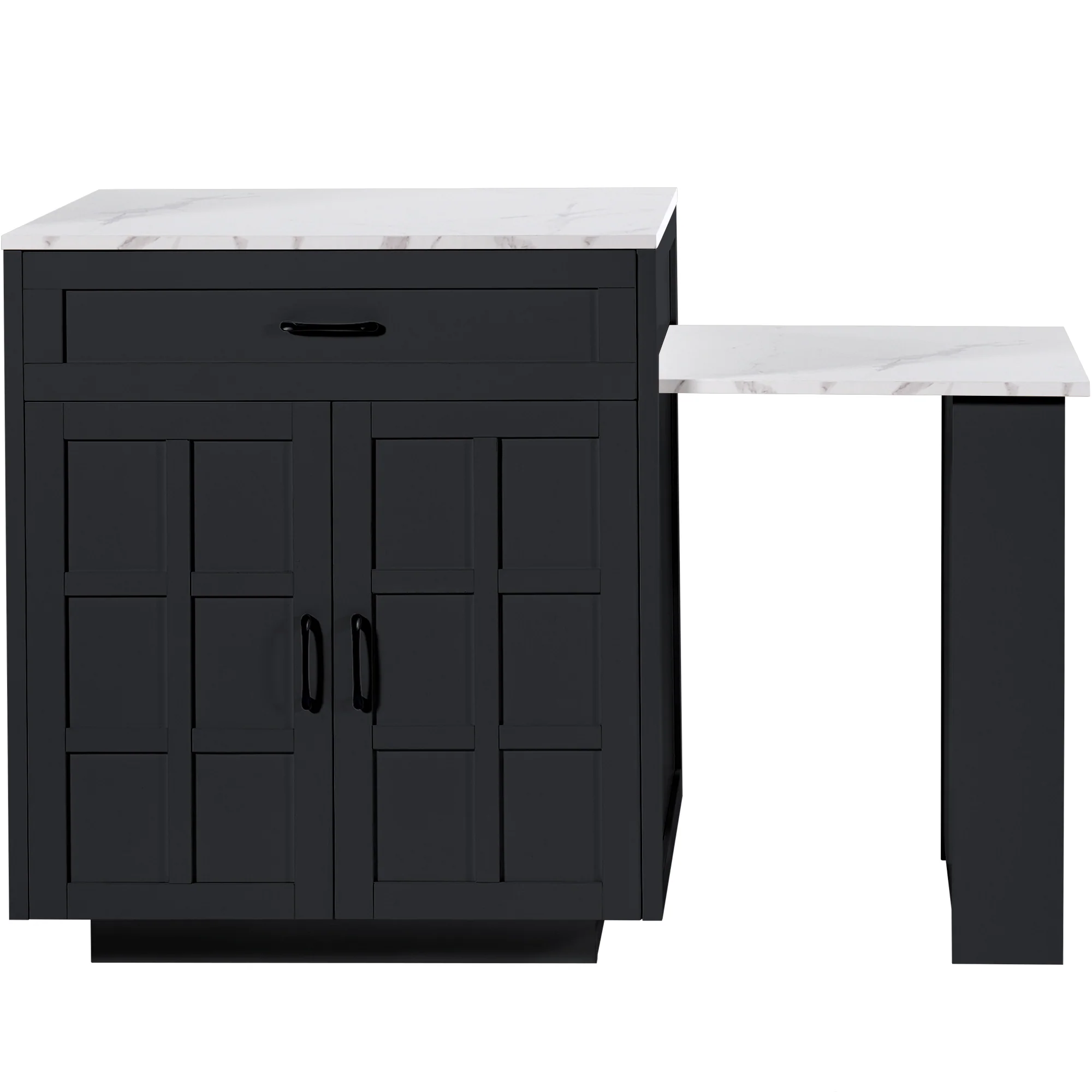 Extendable Bar Table Kitchen Island with Storage & Drawers - Black - Image 7