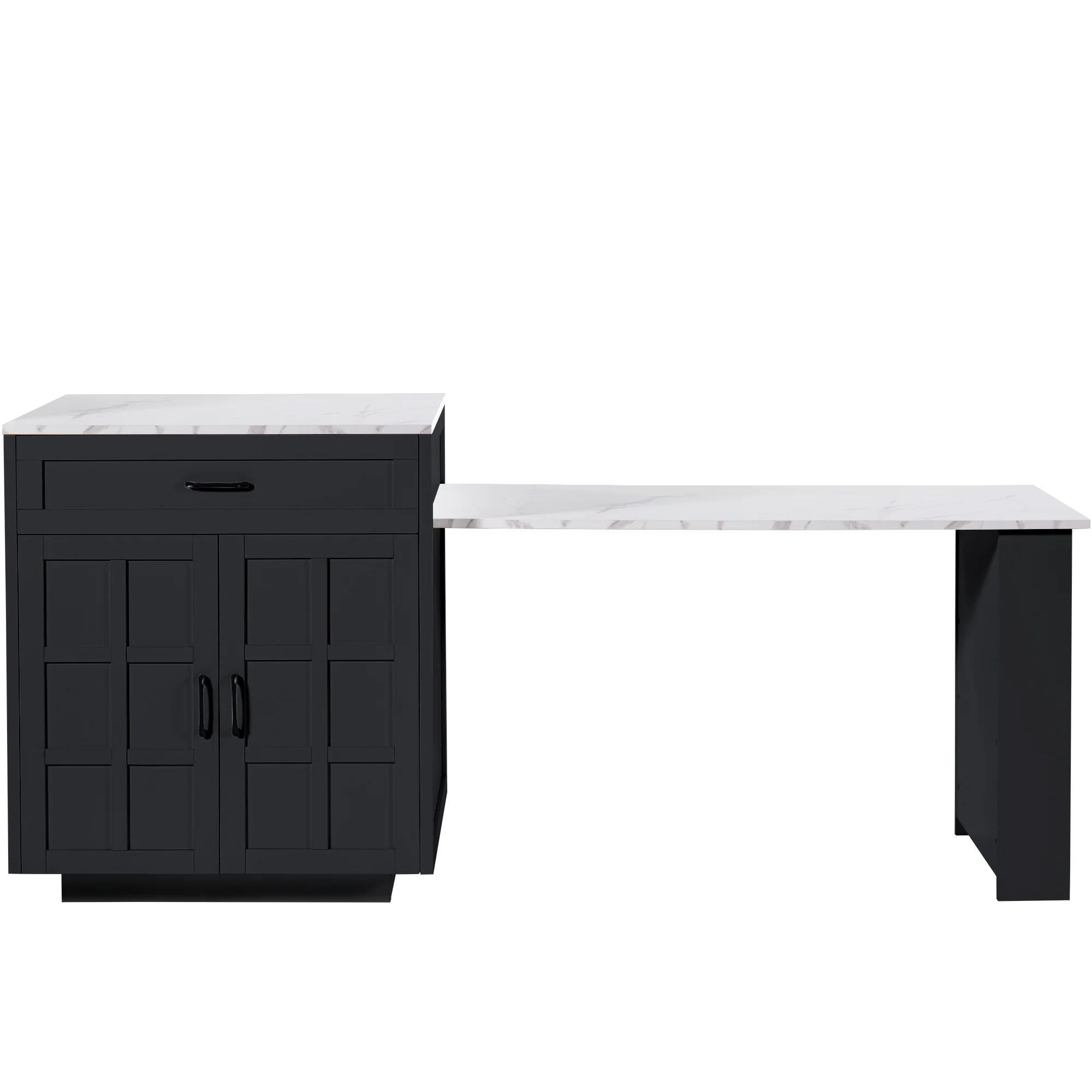 Extendable Bar Table Kitchen Island with Storage & Drawers - Black - Image 8
