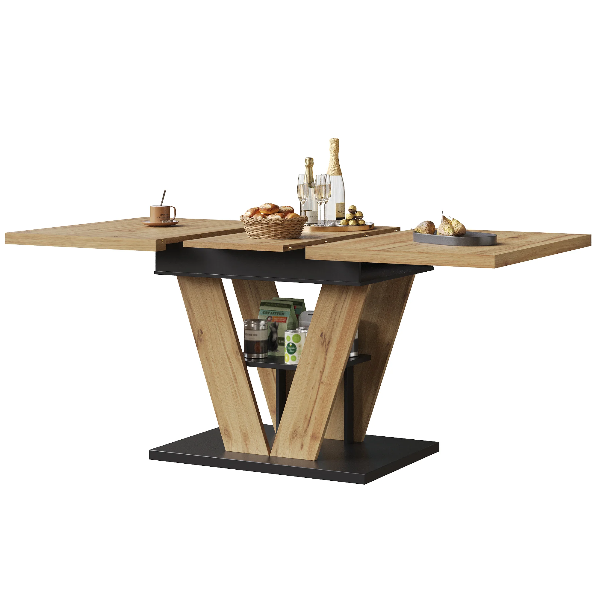 Extendable Dining Table 110(140)x80cm - Wood Grain - Image 10