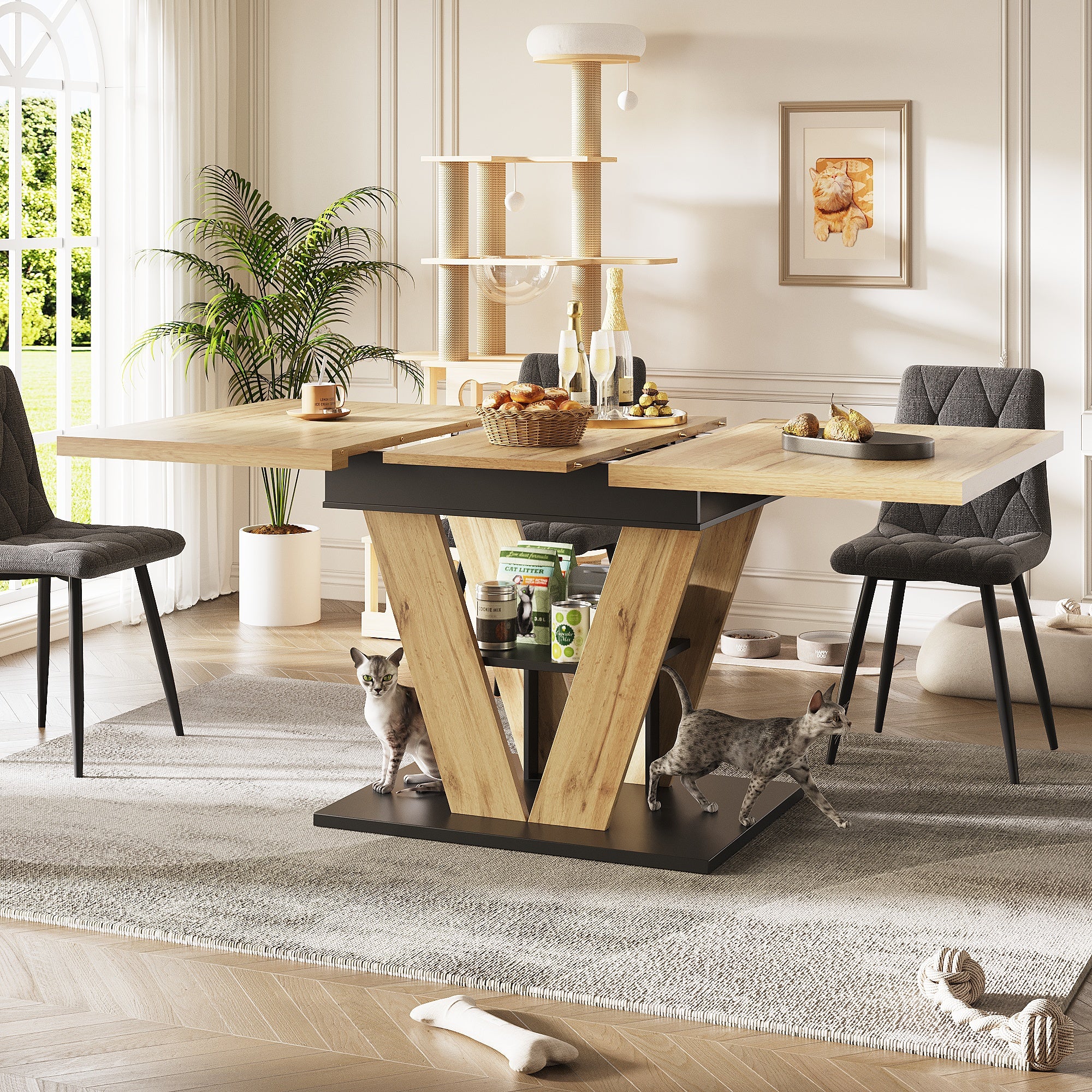 Extendable Dining Table 110(140)x80cm - Wood Grain - Image 5