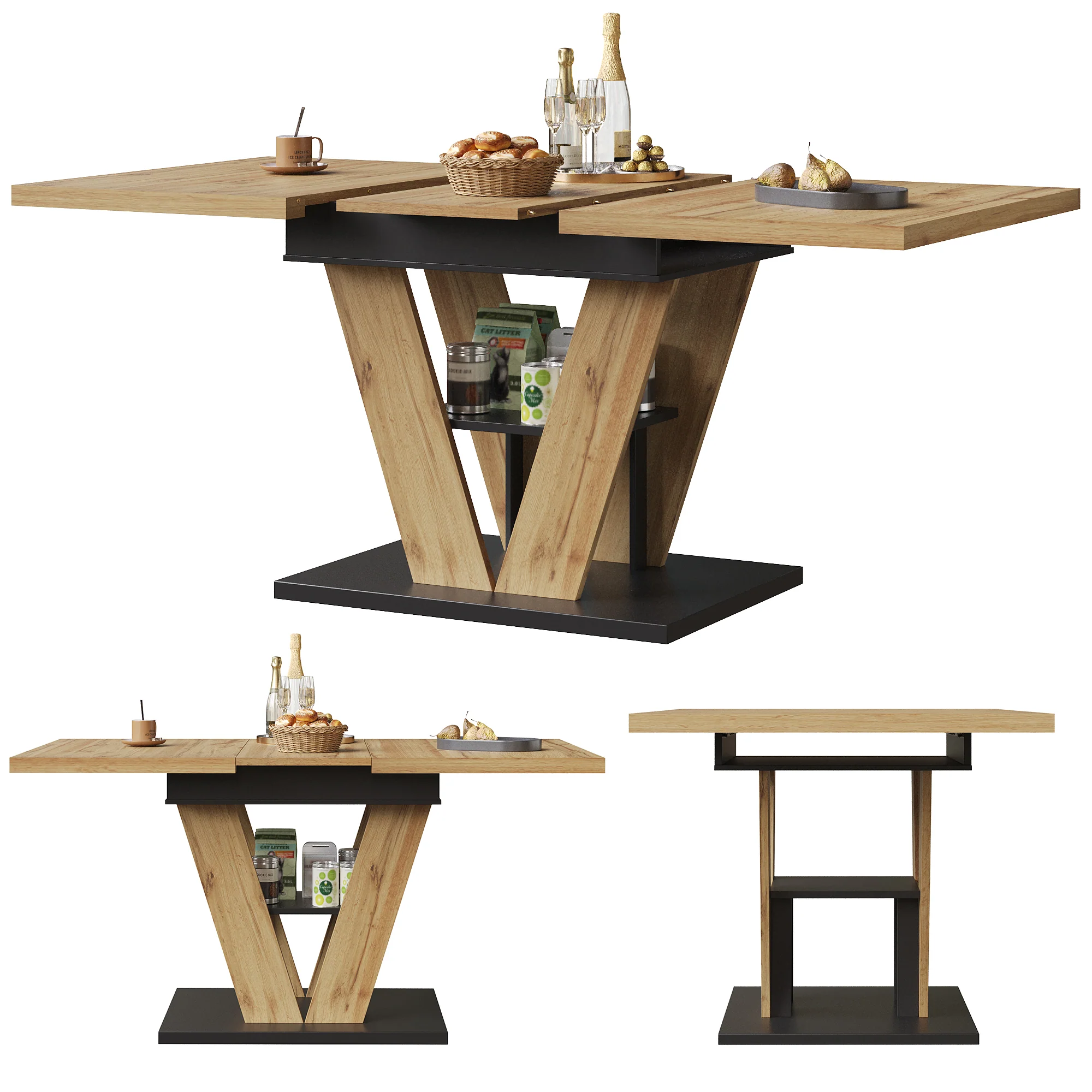 Extendable Dining Table 110(140)x80cm - Wood Grain - Image 8