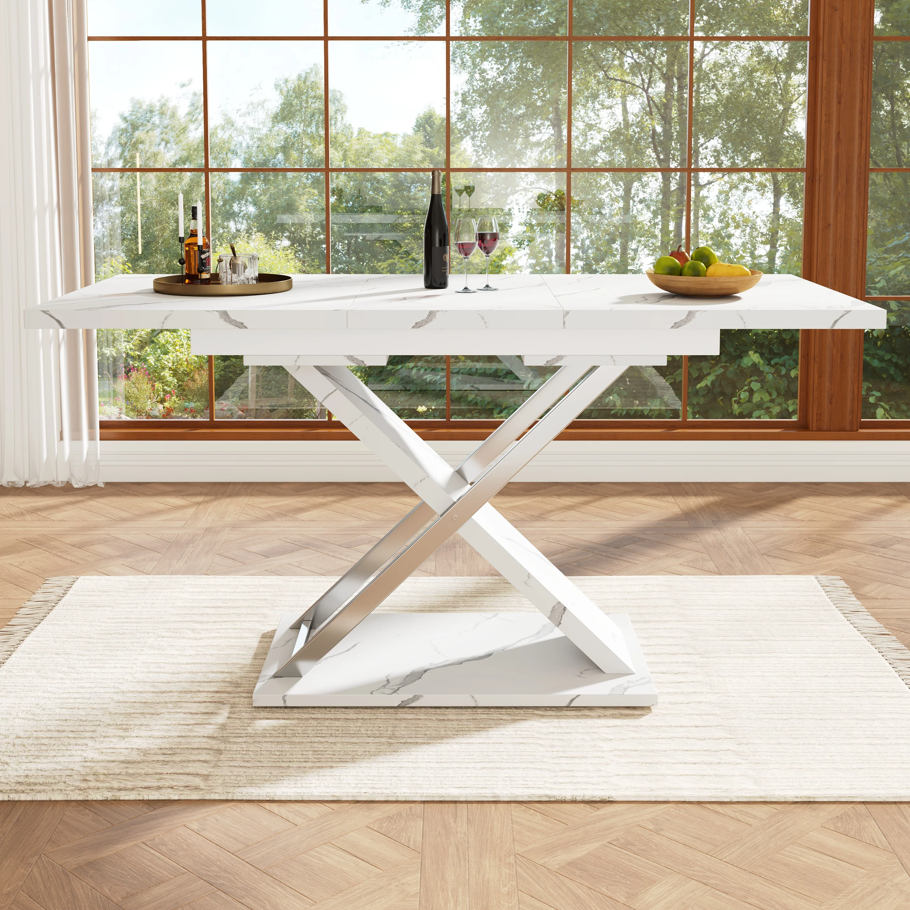 Extendable Dining Table 118-157cm Cross Legs - Image 2